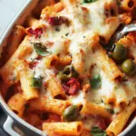 Baked Rigatoni With Red Peppers and Green Olives