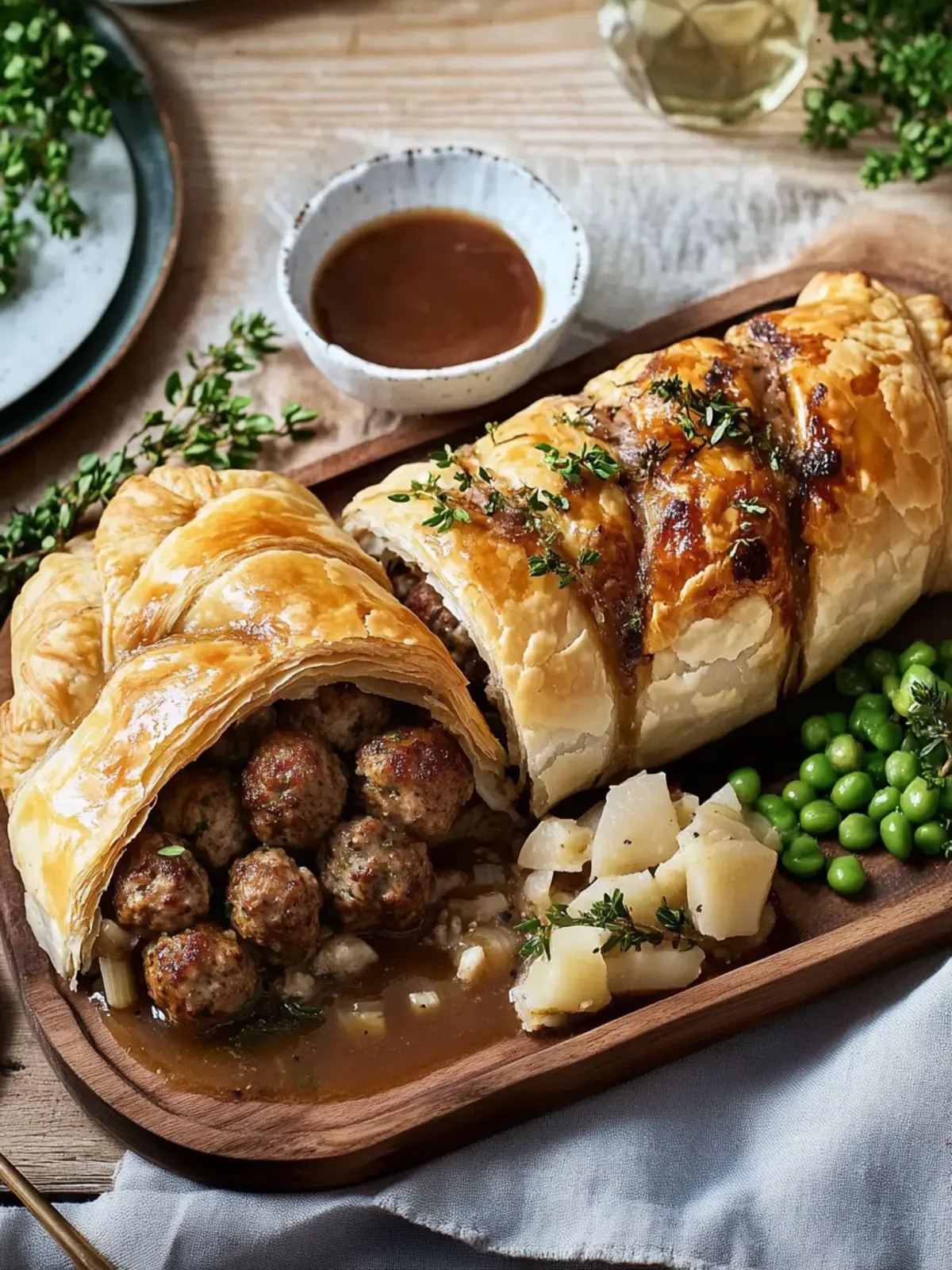 Meatball roast in puff pastry