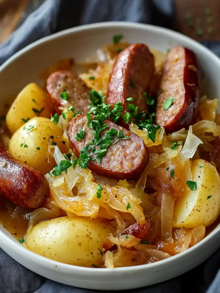 Crockpot Polish Sausage, Sauerkraut & Potatoes