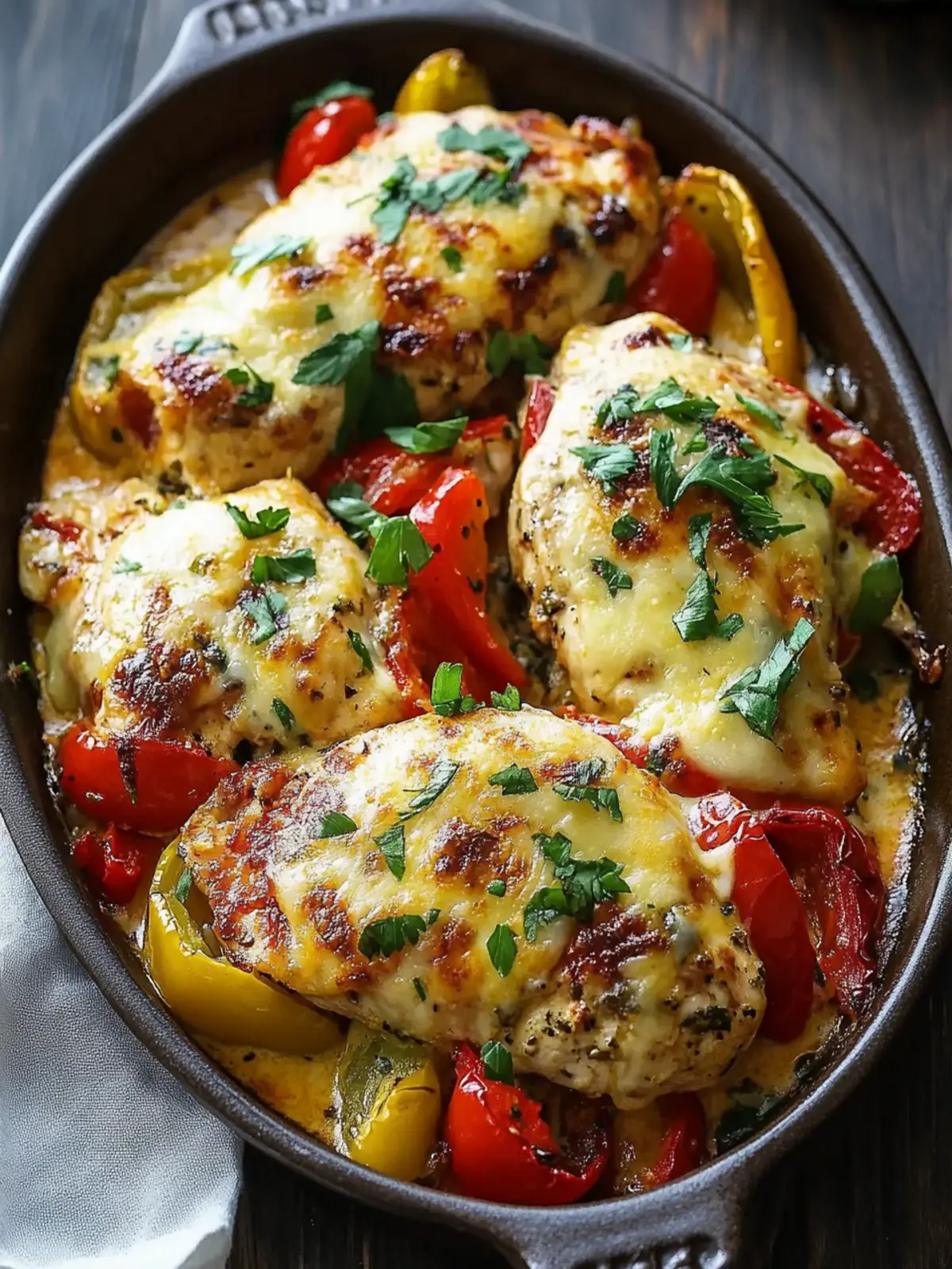 Cheesy Baked Chicken and Peppers: Family Dinner Delight 2 Cheesy Baked Chicken And Peppers