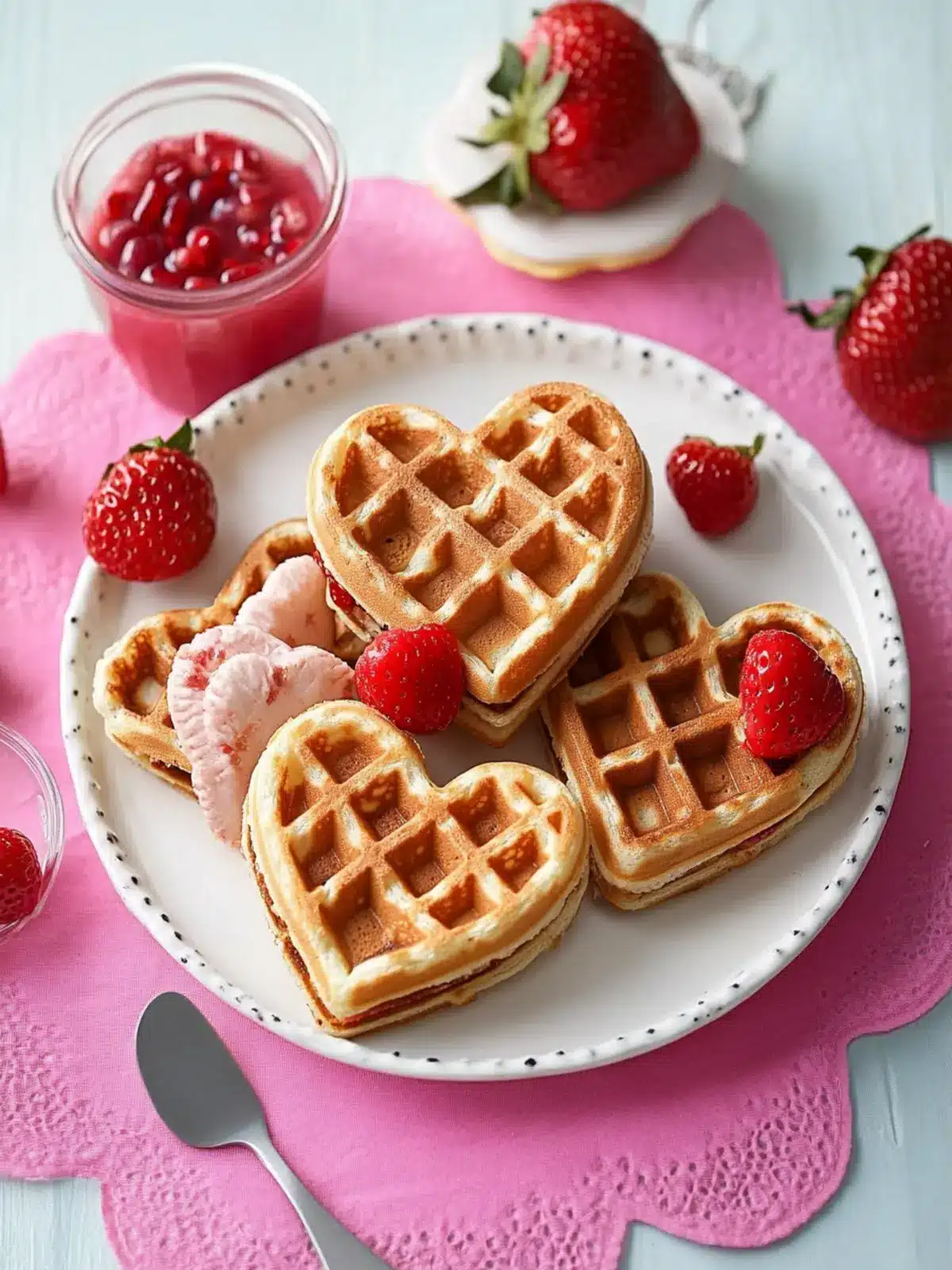 Waffle Heart Sandwiches: Sweet Valentine’s Breakfast Bliss 3 Waffle Heart Sandwiches- Valentine’s breakfast recipes