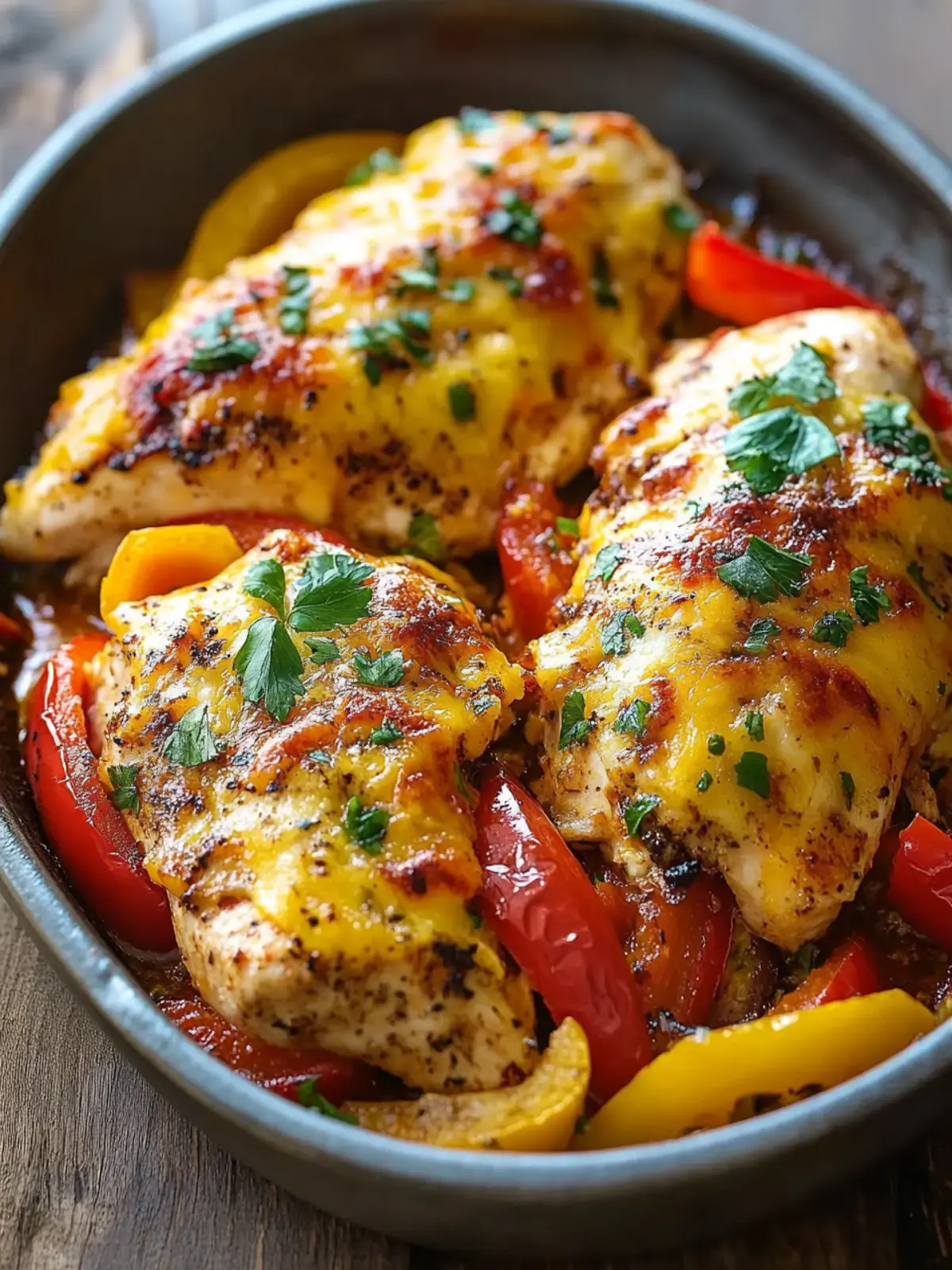 Cheesy Baked Chicken and Peppers: Family Dinner Delight 3 Cheesy Baked Chicken And Peppers