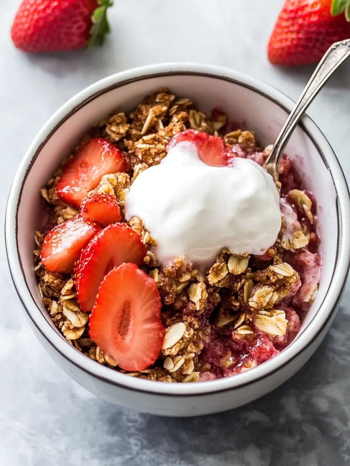 Almond Flour Strawberry Crisp- Healthy Valentine's Day Breakfast