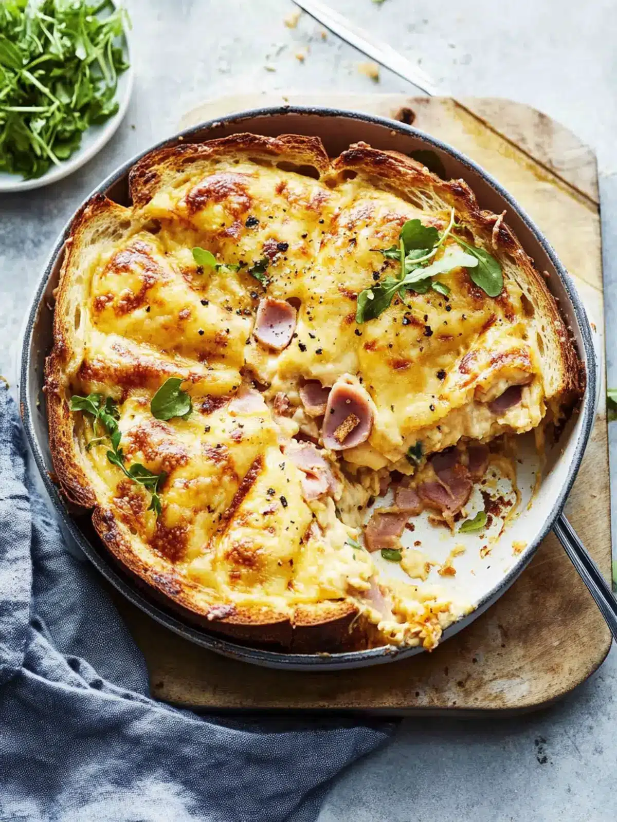 Cheese and ham toastie dinner bake