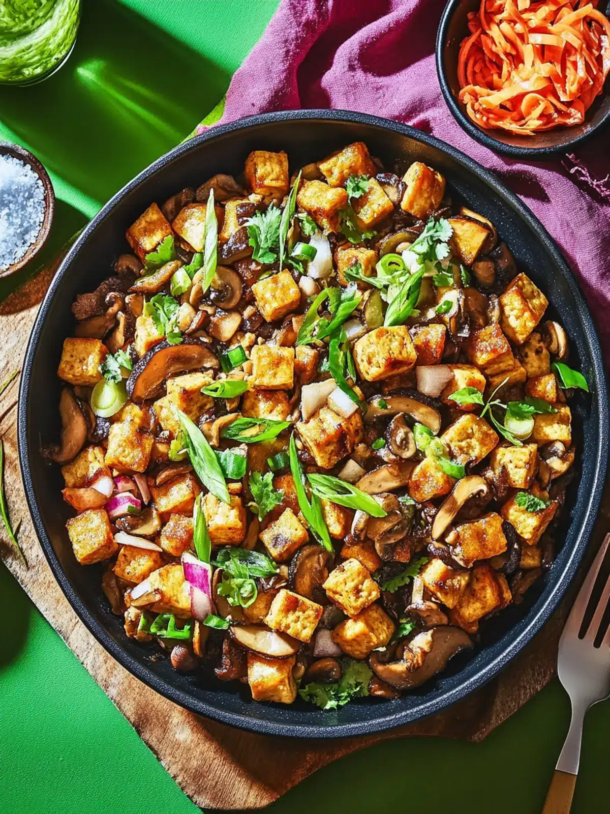 Savor the Flavor: Vegan Mushroom and Fried Tofu Sisig Delight 2 Vegan Mushroom and Fried Tofu Sisig