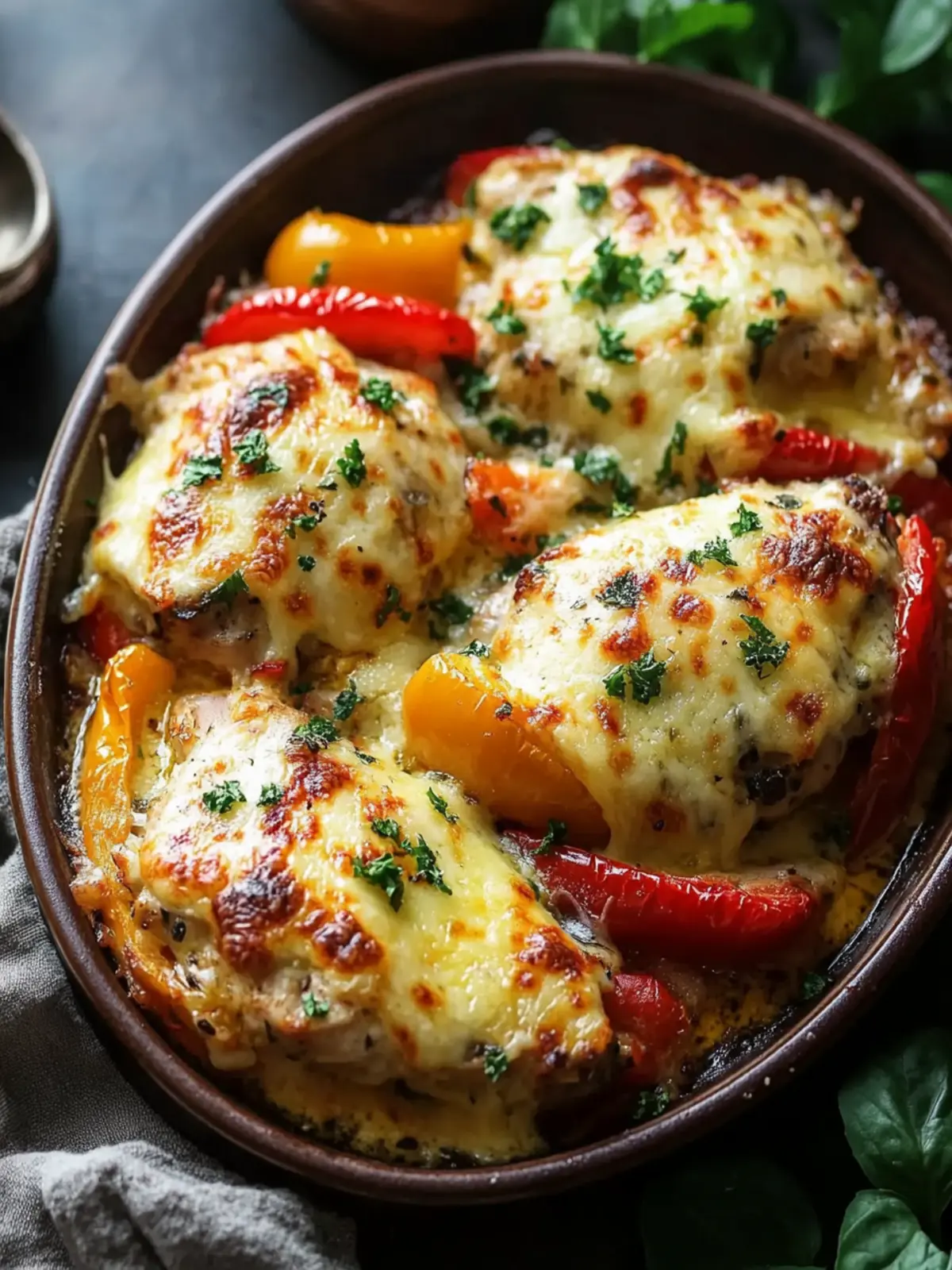 Cheesy Baked Chicken and Peppers: Family Dinner Delight 5 Cheesy Baked Chicken And Peppers
