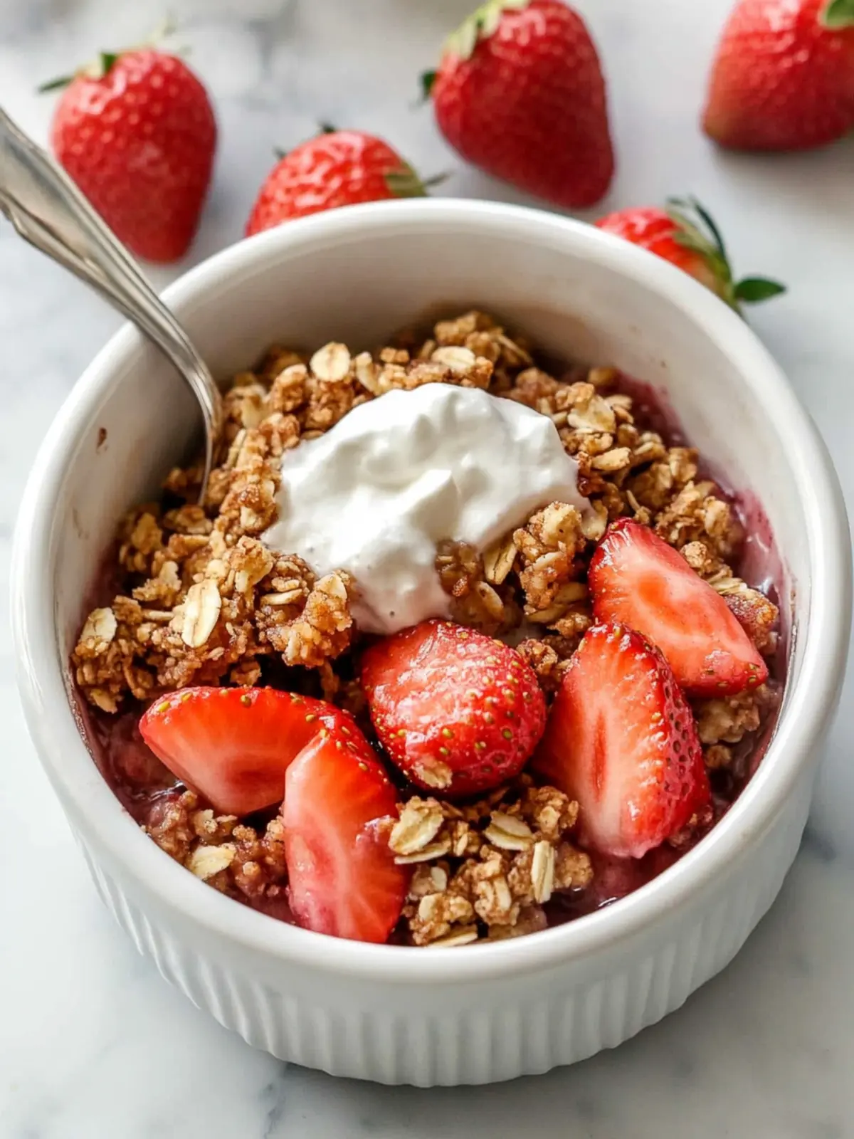 Almond Flour Strawberry Crisp- Healthy Valentine's Day Breakfast