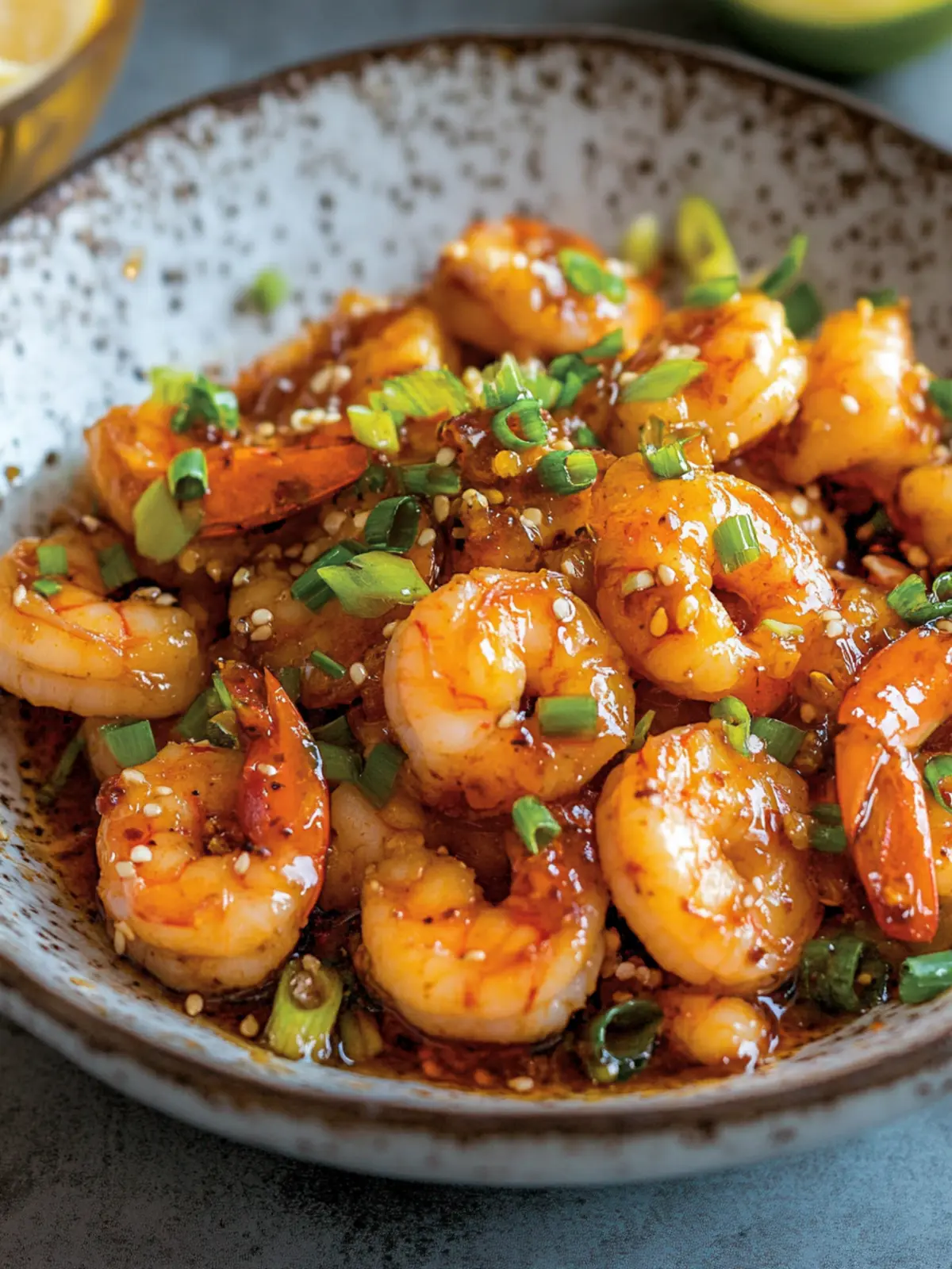 Spicy Honey Orange Shrimp (Xiang La Fengmi Xia)