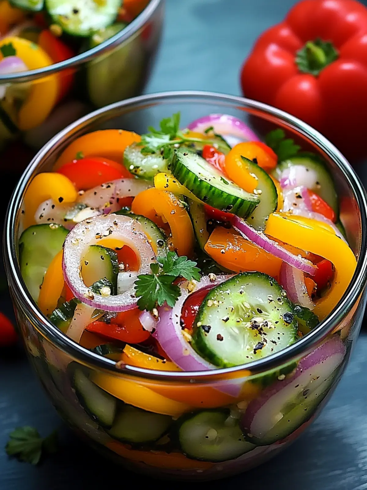 Refreshing Pickled Cucumber, Onion, and Bell Pepper Salad Bliss 3 Pickled Cucumber, Onion, and Bell Pepper Salad