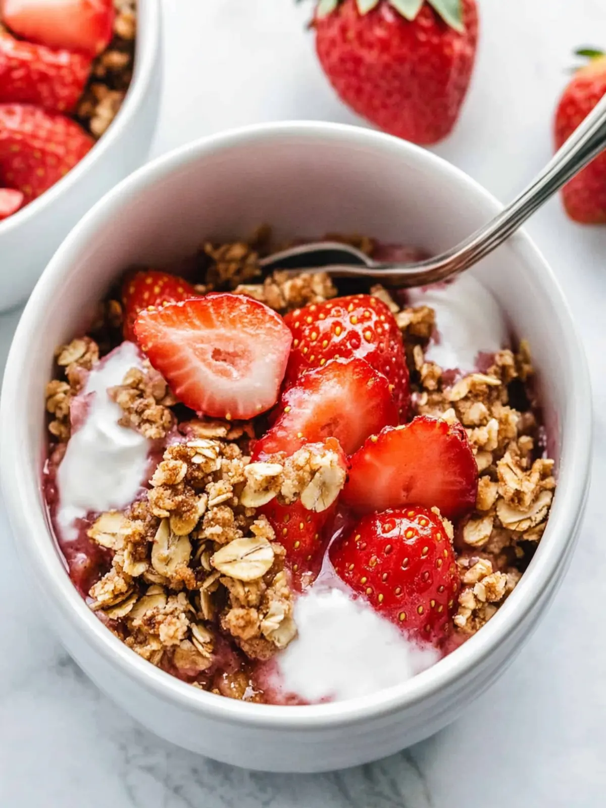 Almond Flour Strawberry Crisp- Healthy Valentine's Day Breakfast