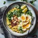 Coconut-chilli eggs with dahl