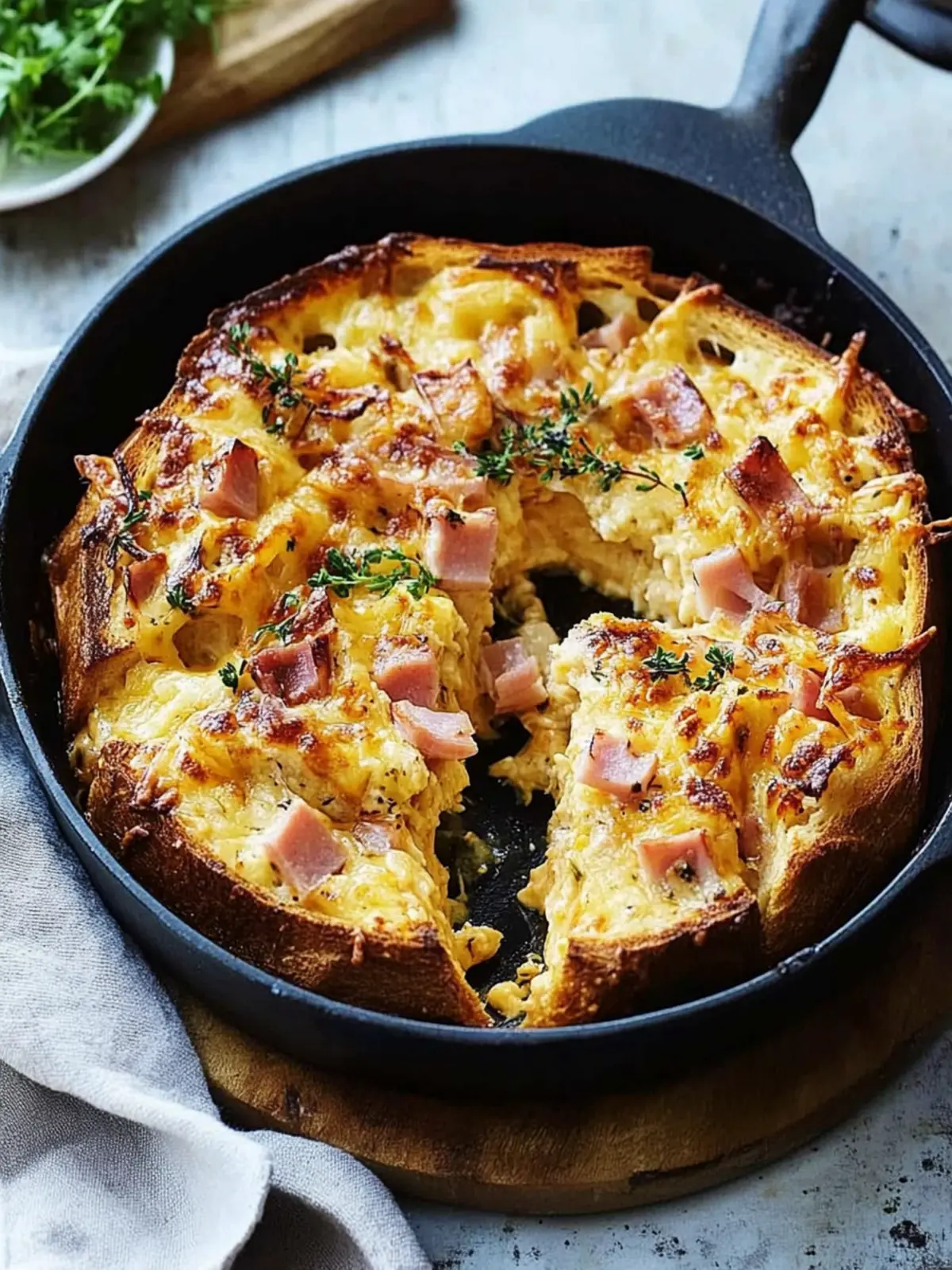 Cheese and ham toastie dinner bake