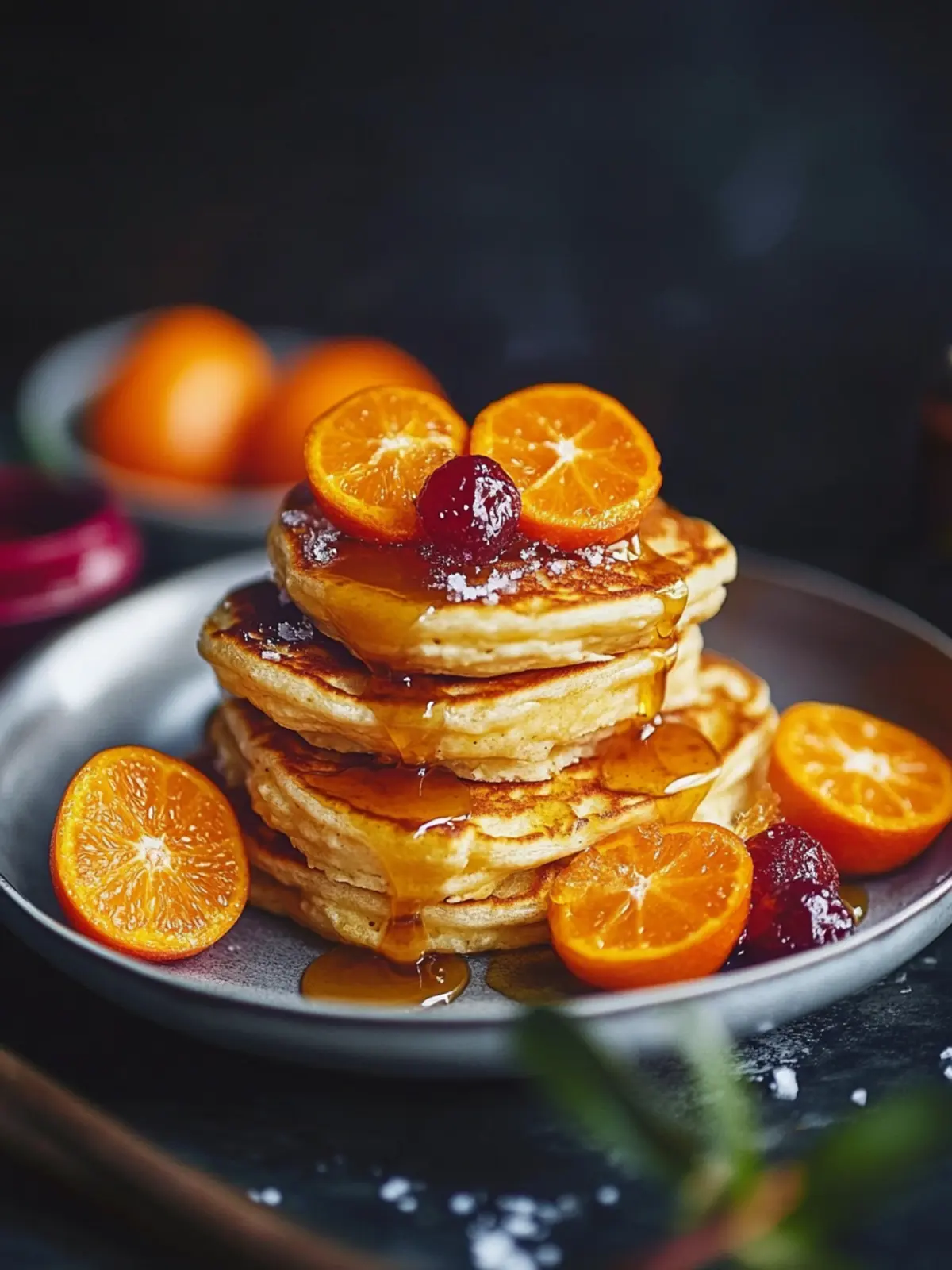Delicious Ricotta Hotcakes with Salted Caramel for Valentine’s Day 5 Ricotta hotcakes with salted caramel and clementines- Valentine’s breakfast recipes