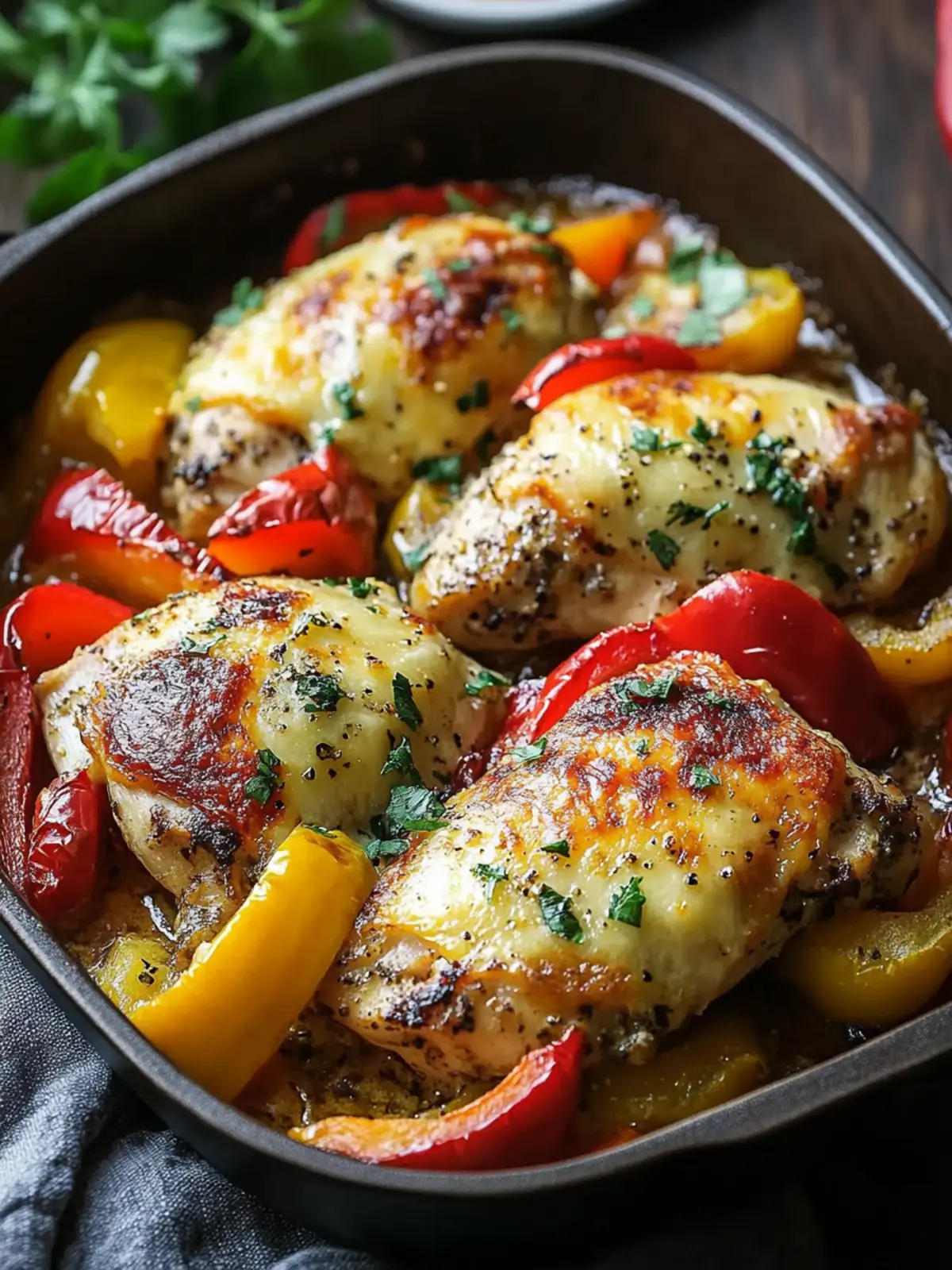 Cheesy Baked Chicken and Peppers: Family Dinner Delight 4 Cheesy Baked Chicken And Peppers