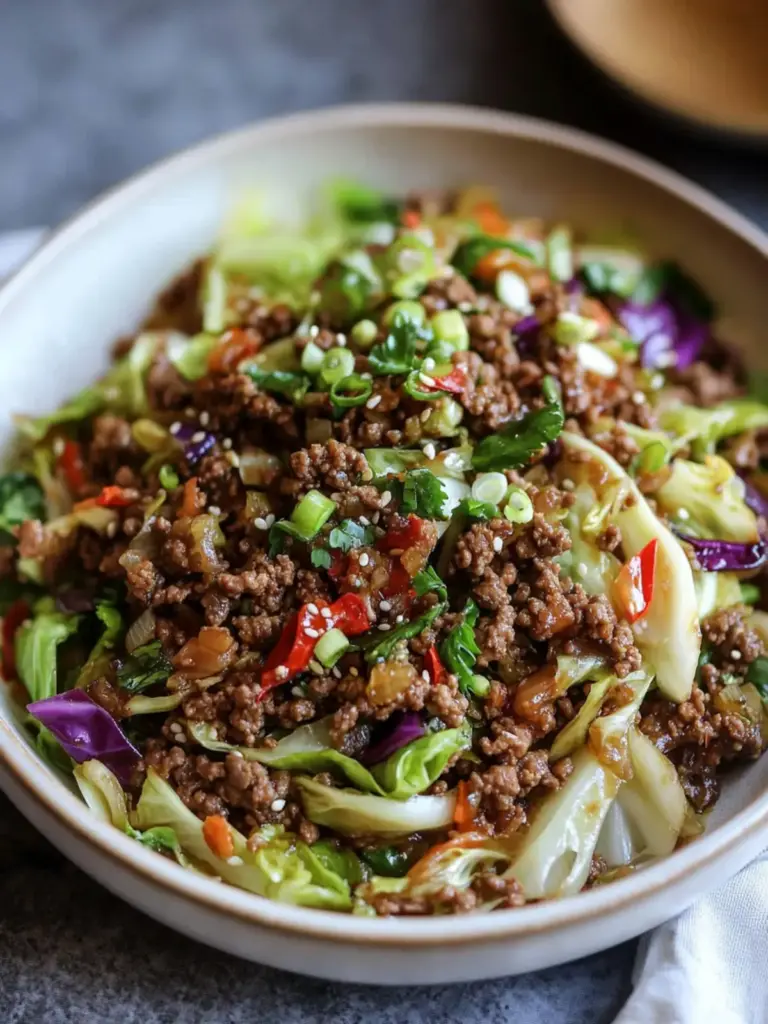 25 Minute Healthy Chinese Ground Beef & Cabbage Stir Fry Irresistible Flavors