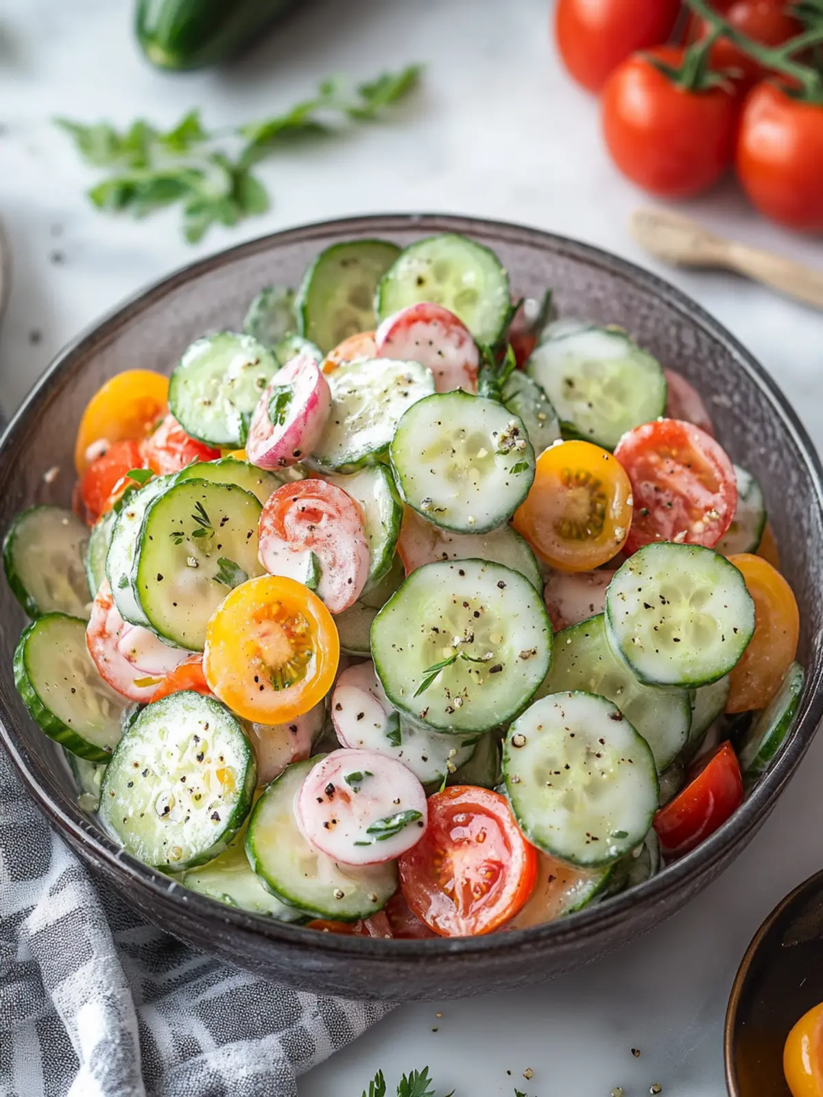 Deliciously Creamy Cucumber Tomato Salad for Fresh Flavor 4 Creamy Cucumber Tomato Salad