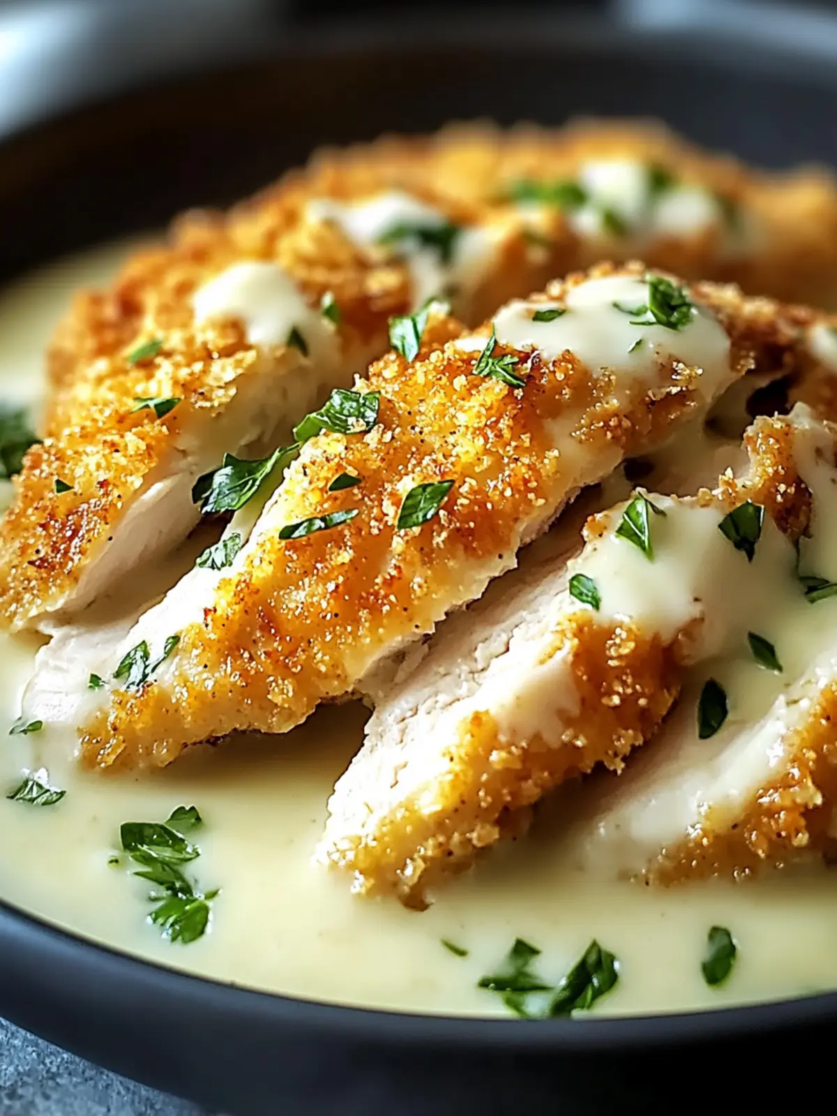 Parmesan Crusted Chicken with Alfredo