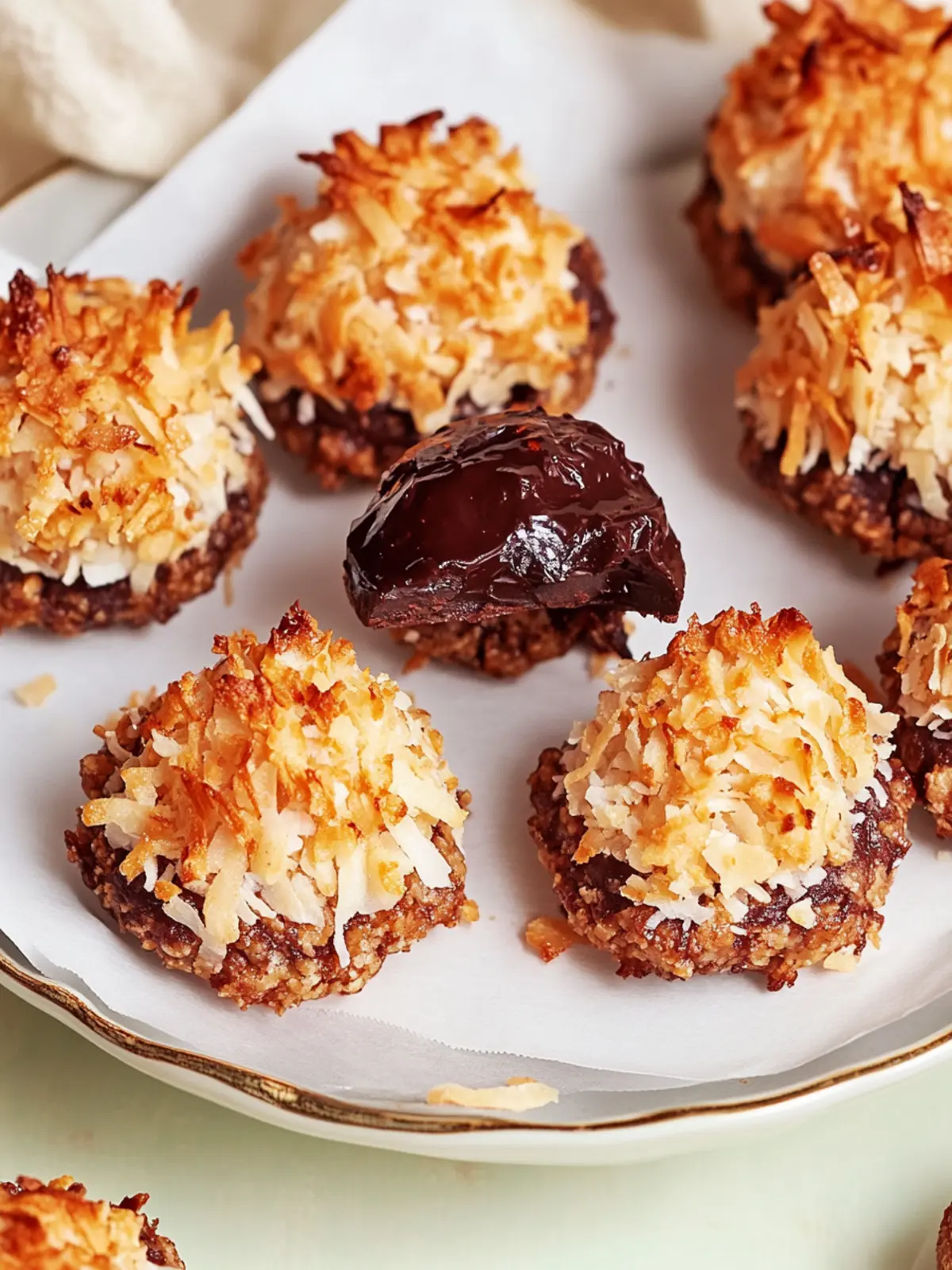 Chocolate-Filled Toasted Coconut Macaroons
