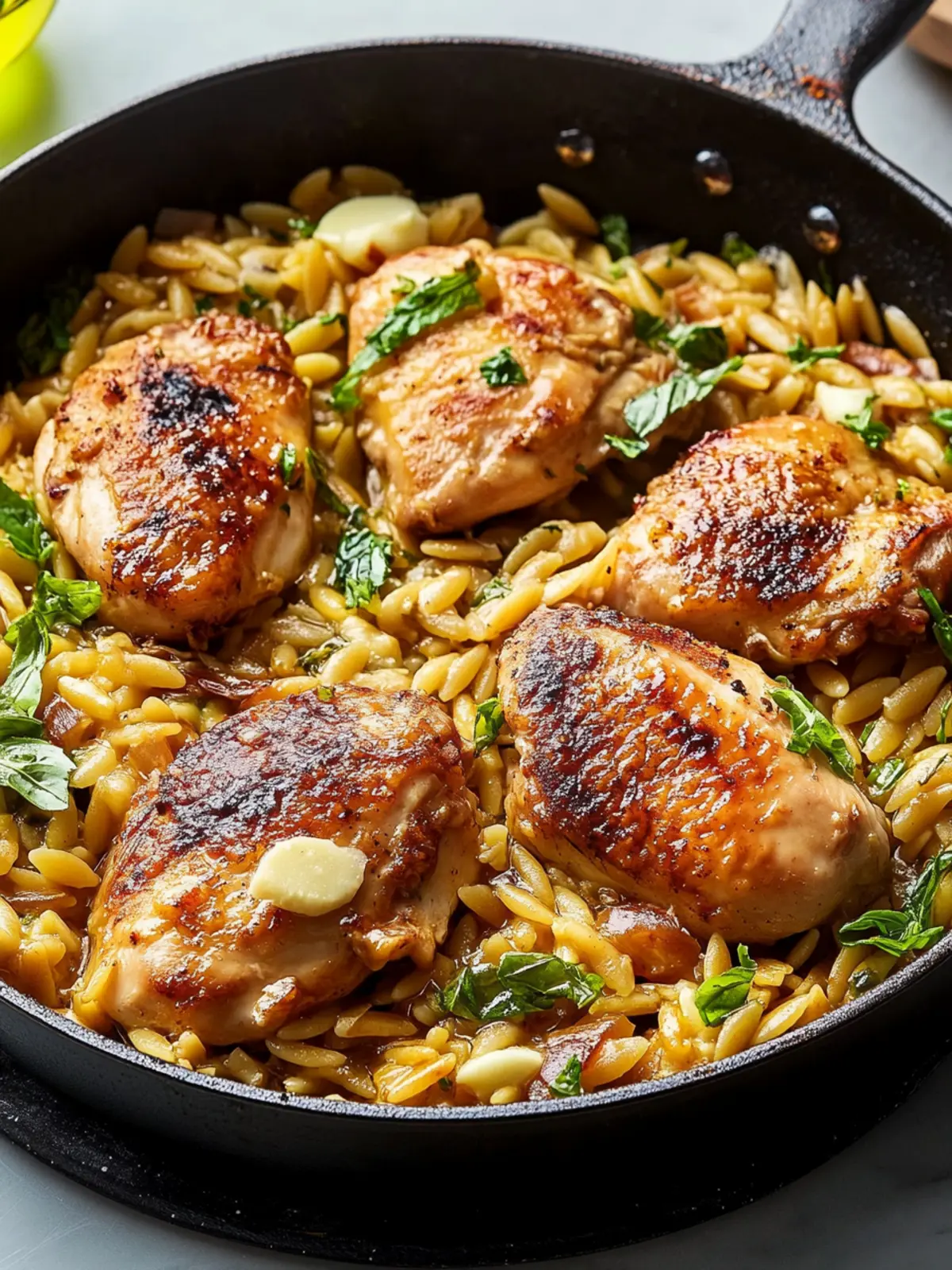 One-Skillet Chicken With Buttery Orzo