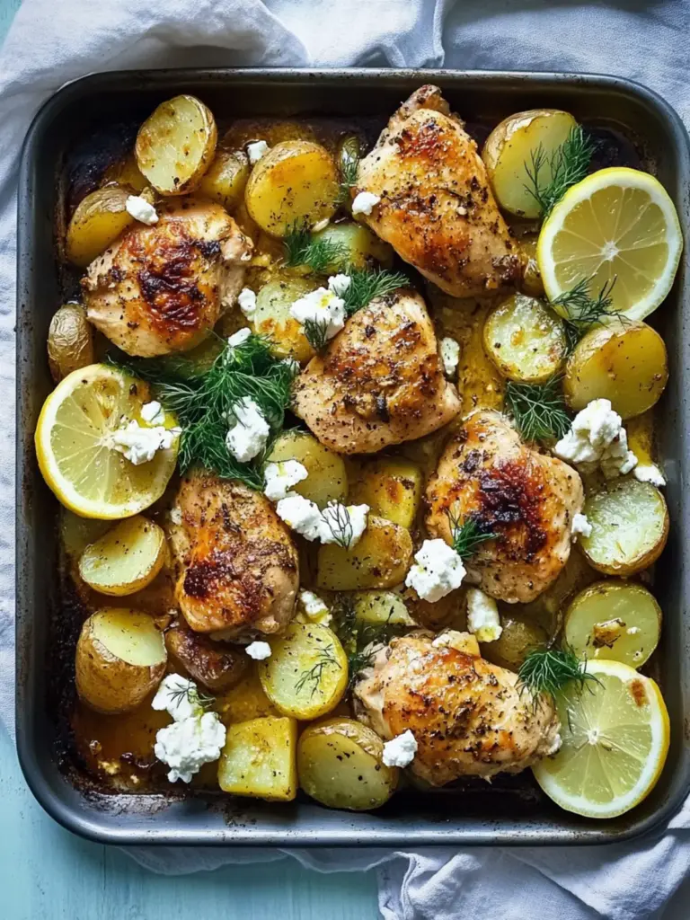 Sheet-Pan Chicken and Potatoes With Feta, Lemon and Dill