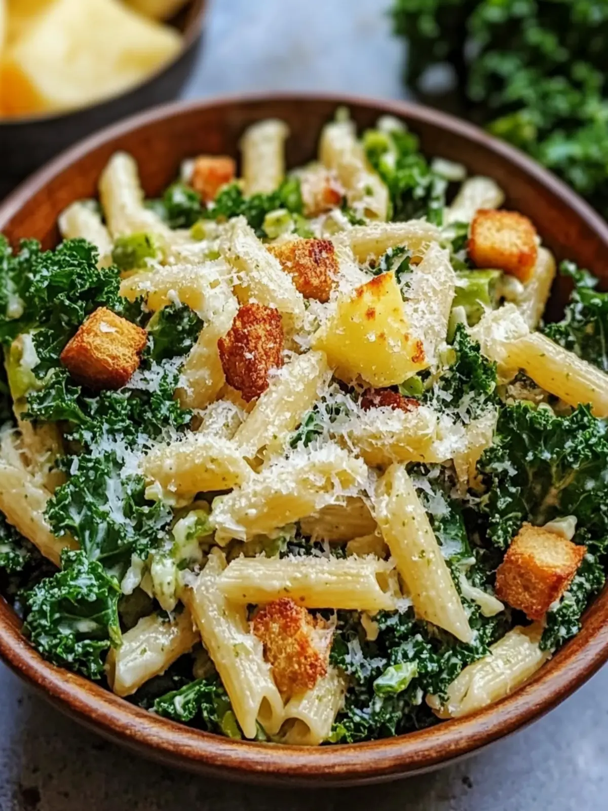 Kale Caesar Pasta Salad