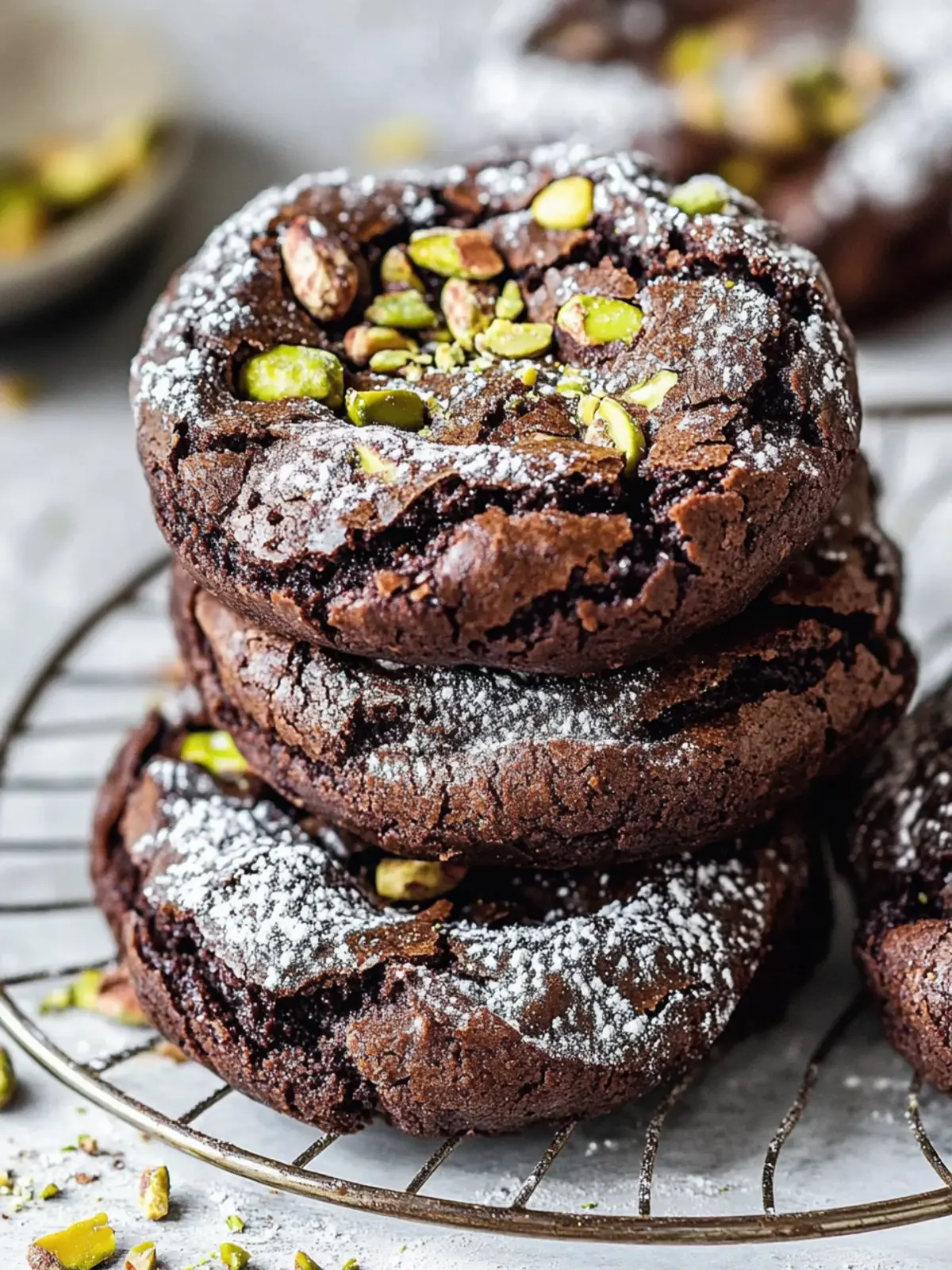 Pistachio Halva Brownie Crinkle Cookies