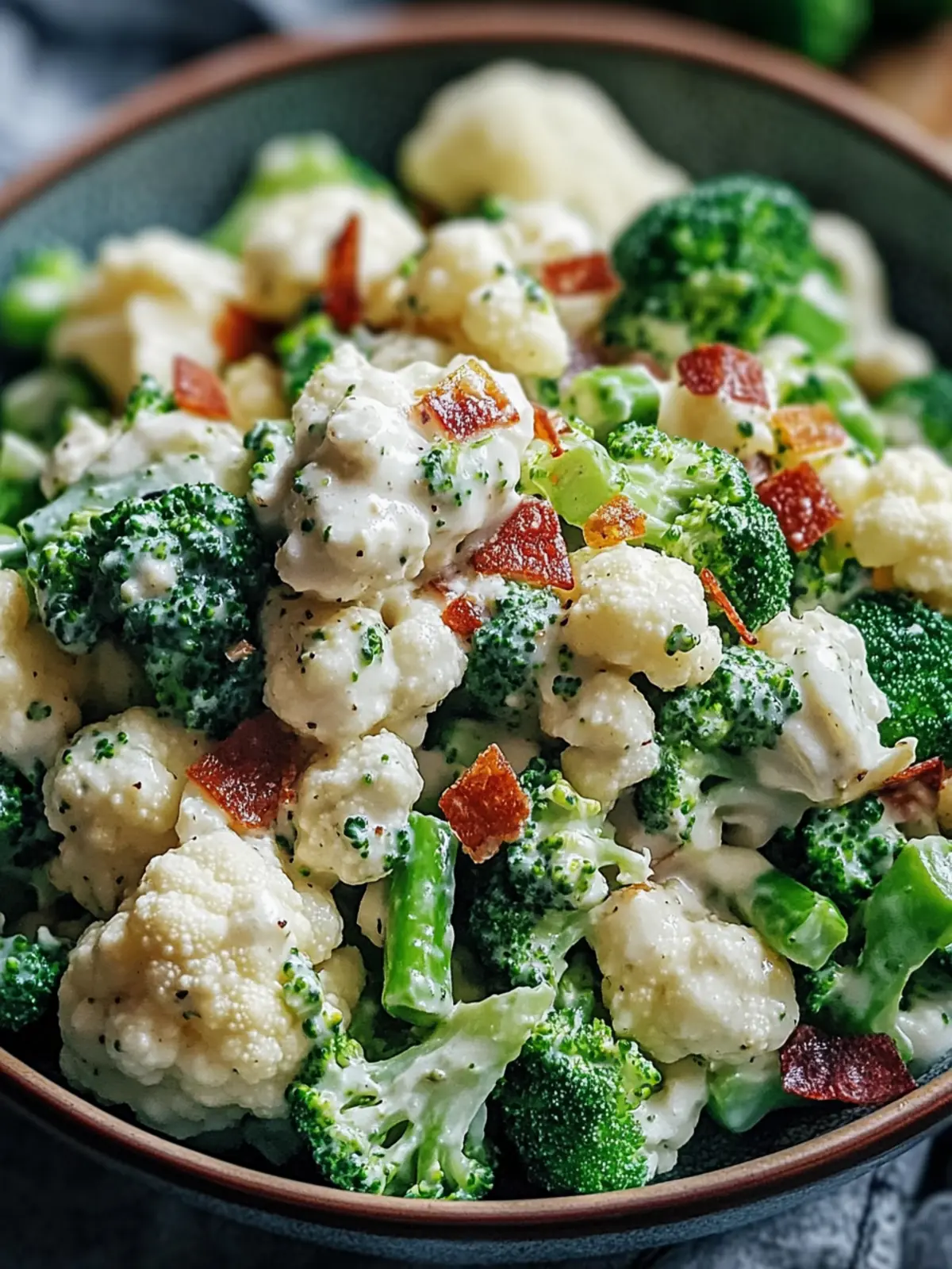 Creamy Broccoli Cauliflower Salad