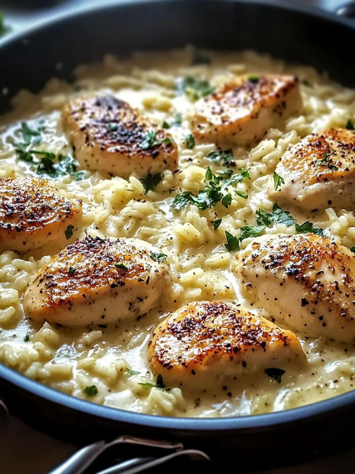 Creamy One-Pan Parmesan Chicken & Rice Dinner