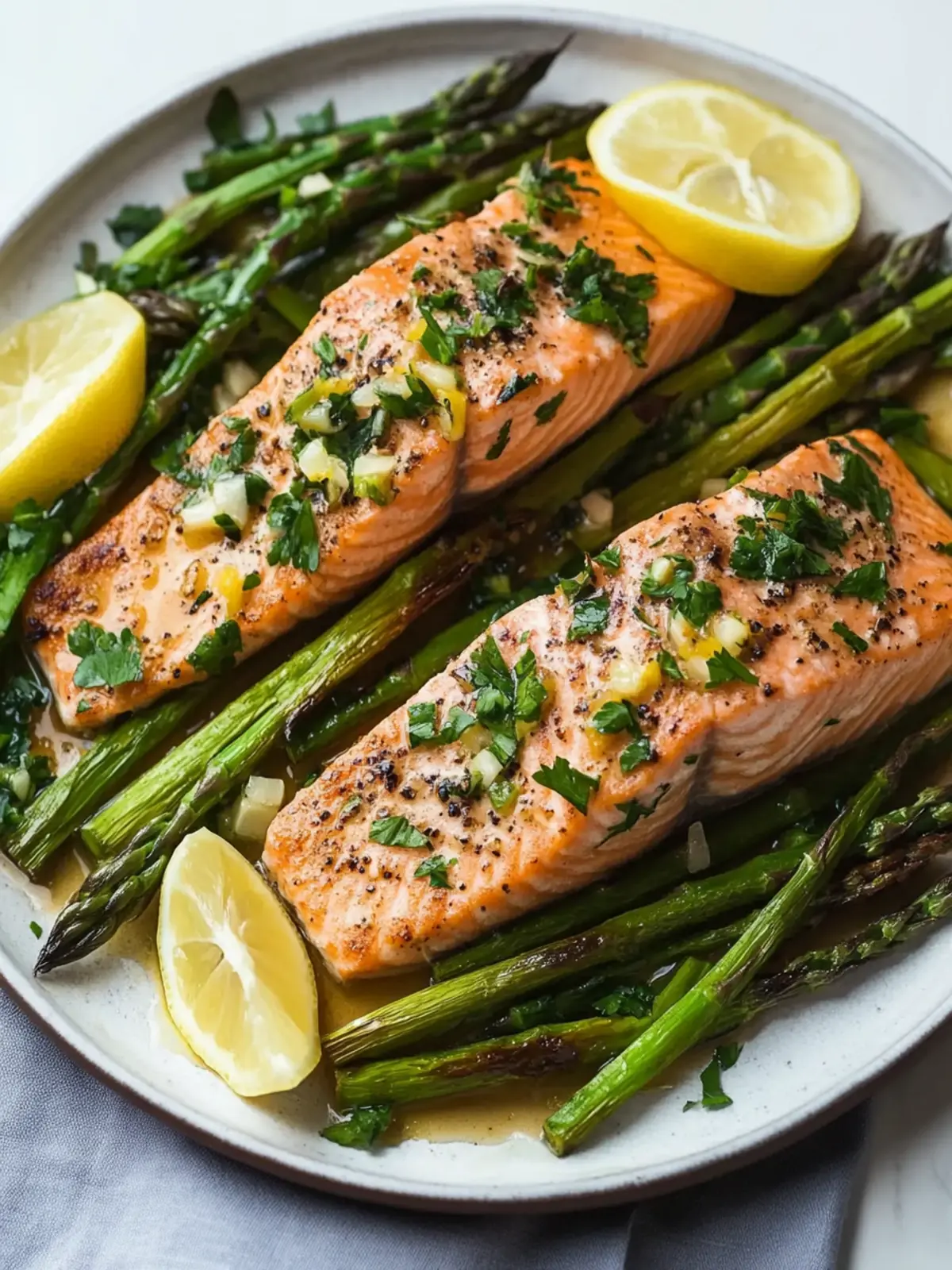 Roasted Salmon With Asparagus, Lemon and Brown Butter