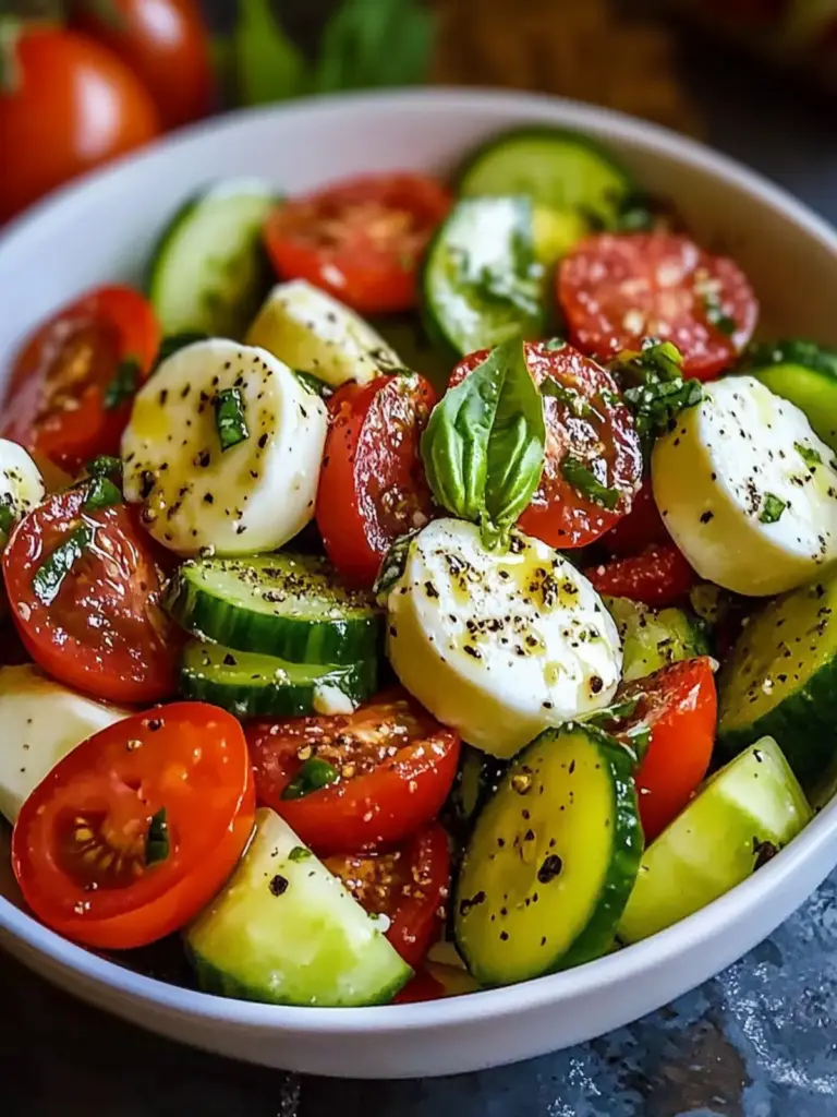 Tomato Cucumber Mozzarella Salad