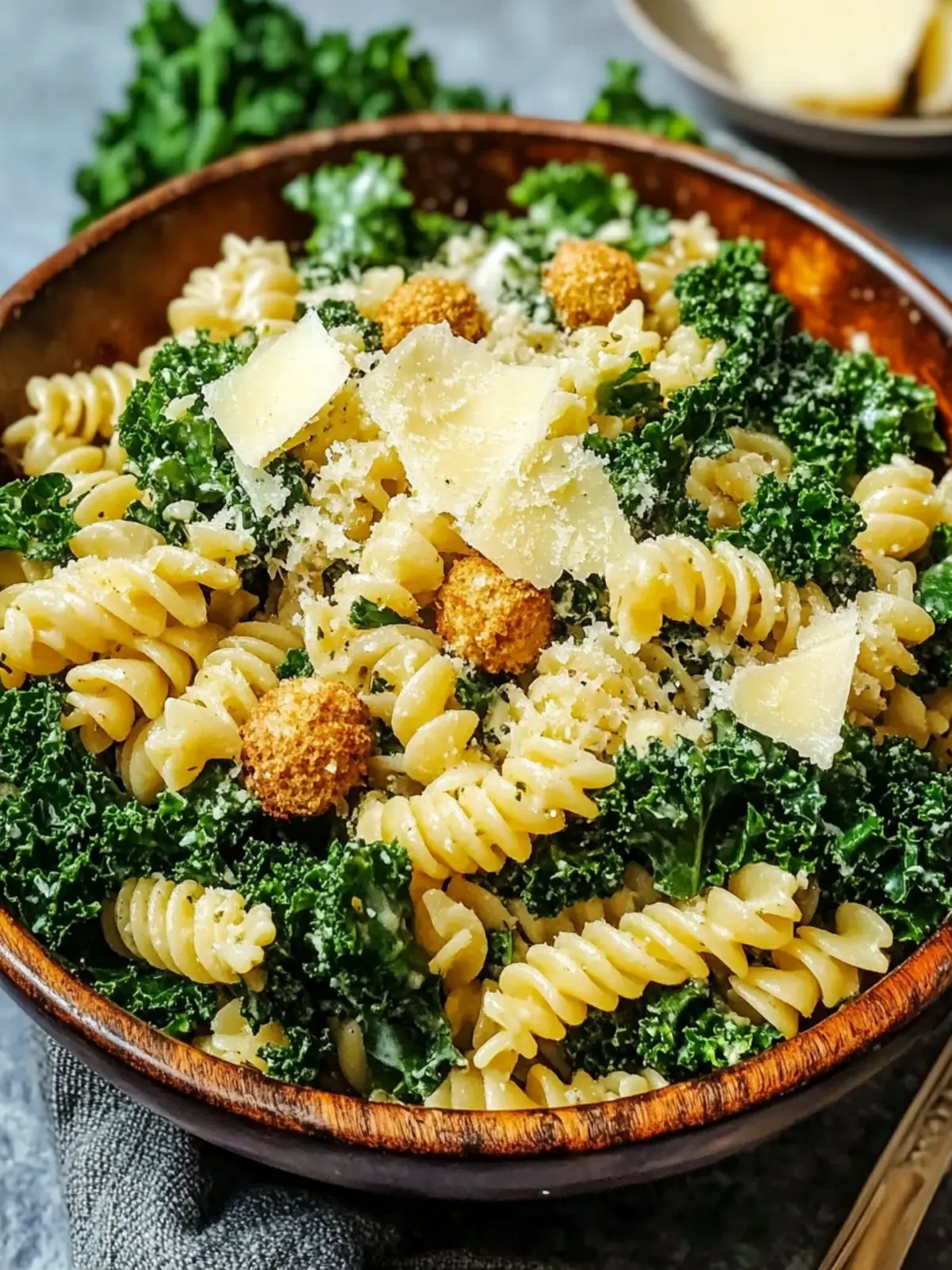 Kale Caesar Pasta Salad
