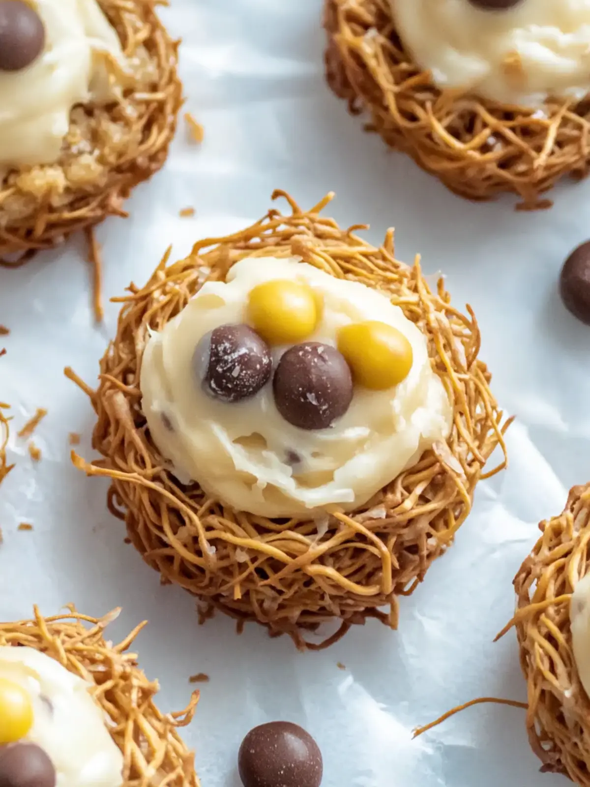No-Bake Birds Nest Cookies (Scotcheroo Base!)