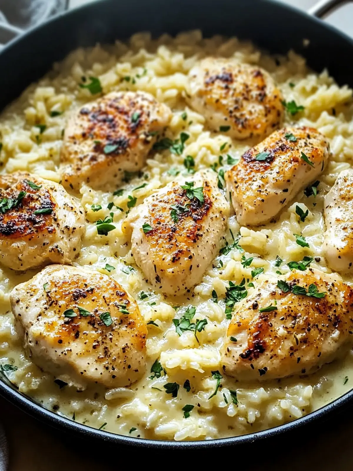 Creamy One-Pan Parmesan Chicken & Rice Dinner