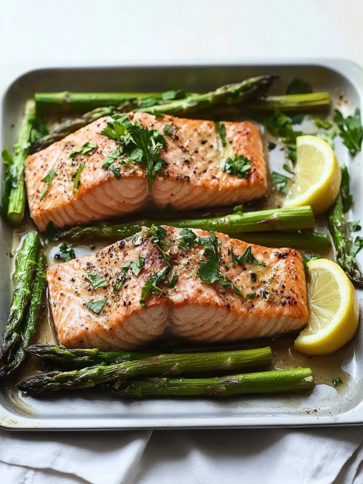 Roasted Salmon With Asparagus, Lemon and Brown Butter