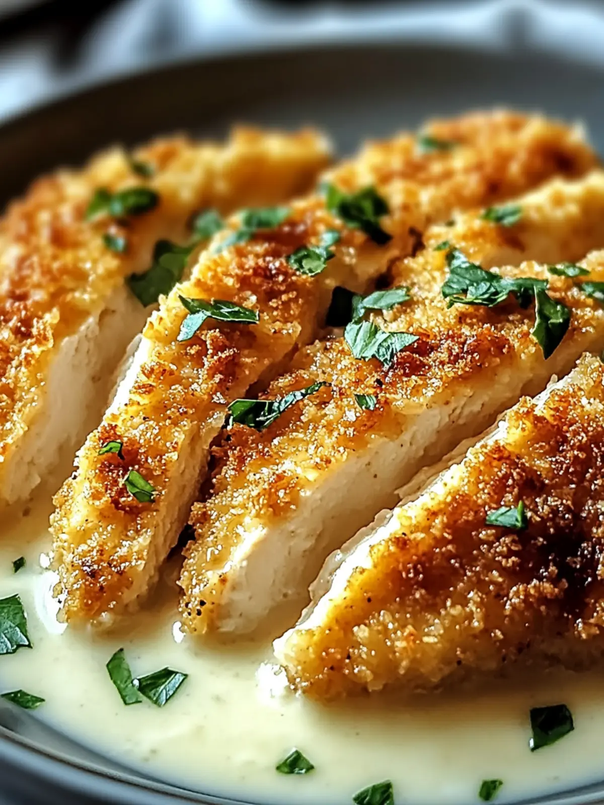 Parmesan Crusted Chicken with Alfredo