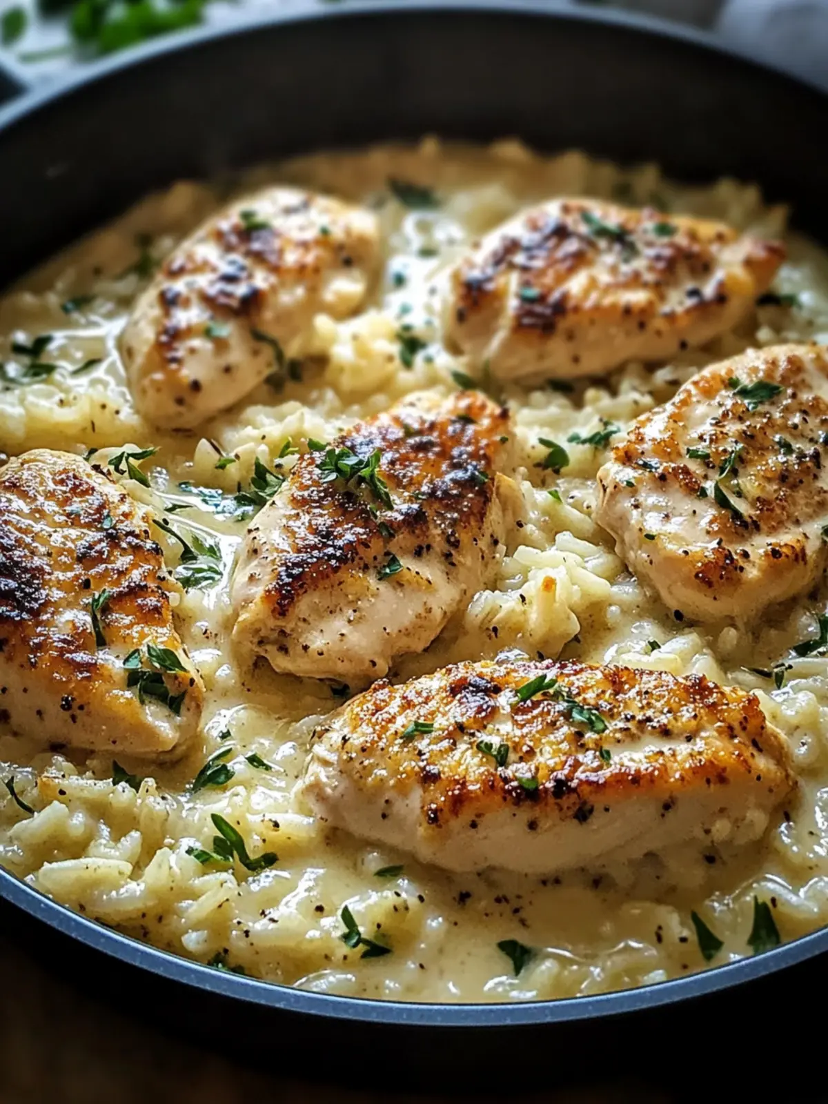 Creamy One-Pan Parmesan Chicken & Rice Dinner