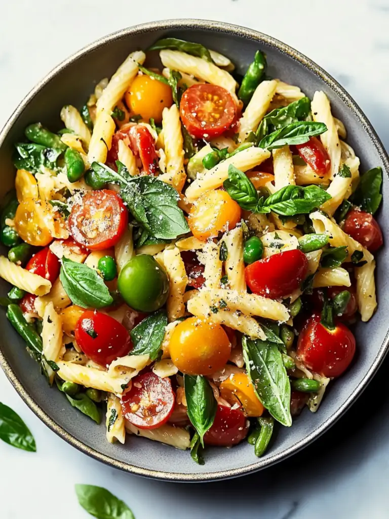 Pasta Salad with Spring Vegetables and Tomatoes