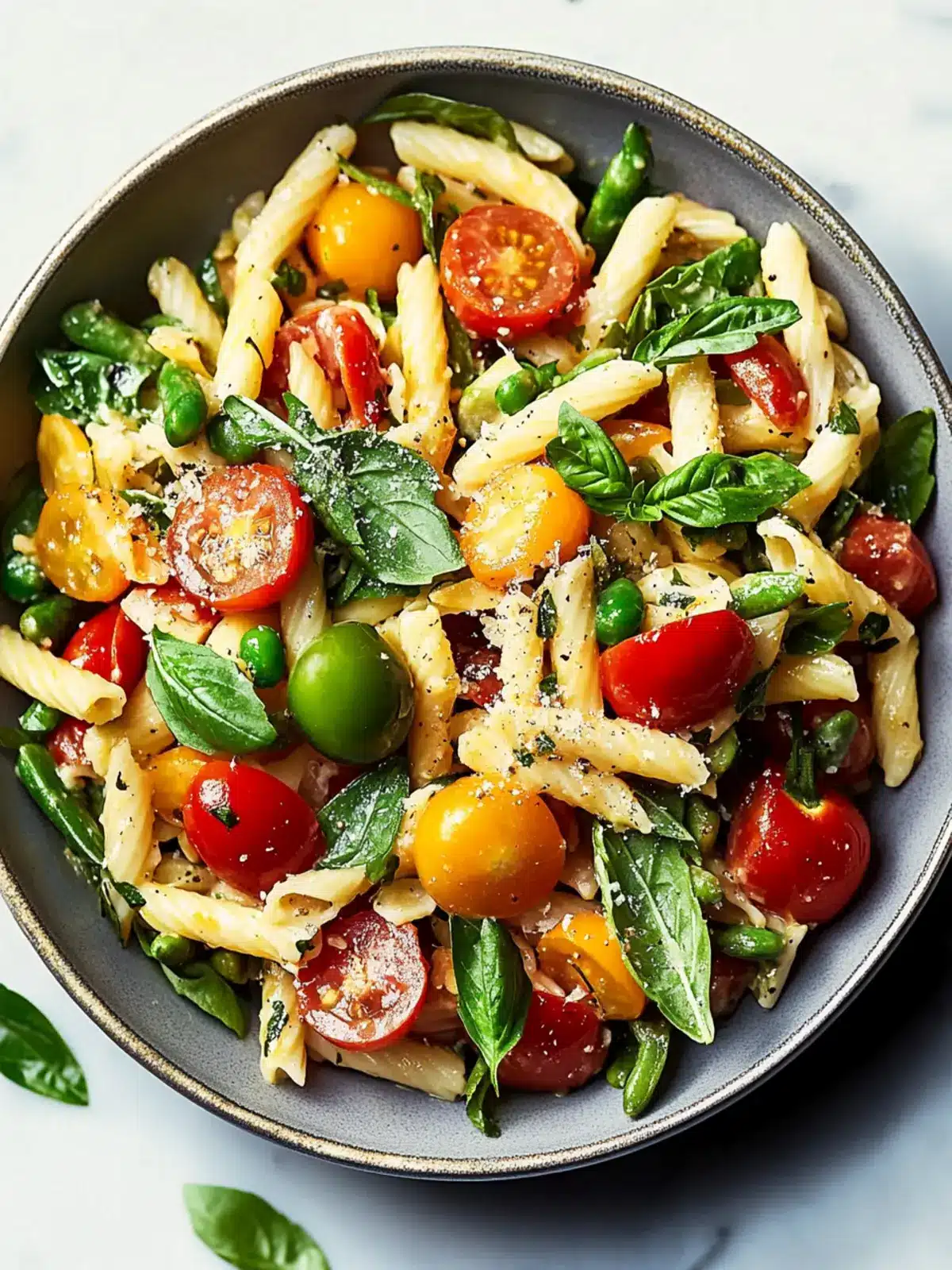 Pasta Salad with Spring Vegetables and Tomatoes