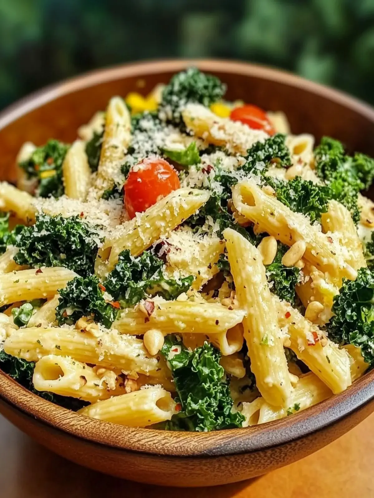 Kale Caesar Pasta Salad