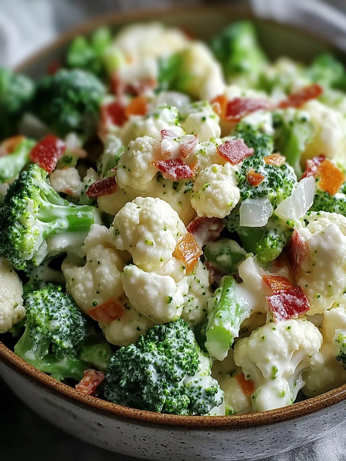 Creamy Broccoli Cauliflower Salad