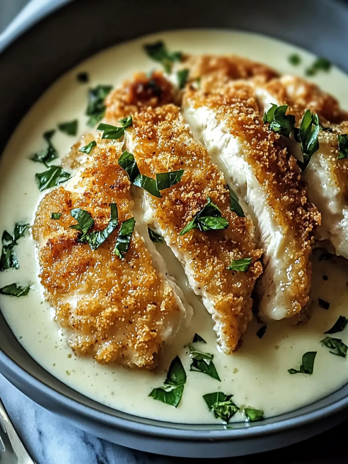 Parmesan Crusted Chicken with Alfredo