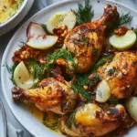 Crispy Skin Chicken With Dill and Garlic Sauce