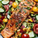 Delicious Honey Mustard Salmon with Fresh Summer Salad 10 Honey Mustard Salmon with Summer Vegetable Salad