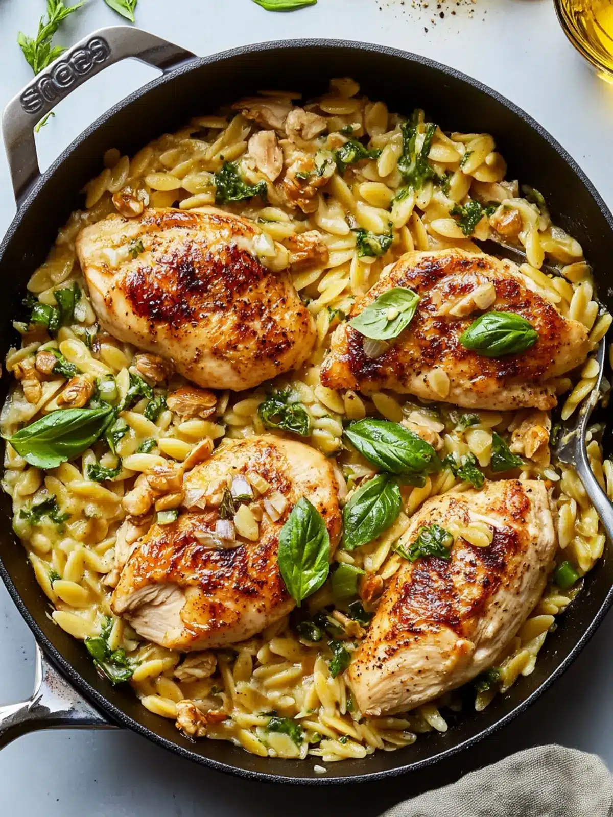 One-Skillet Chicken With Buttery Orzo