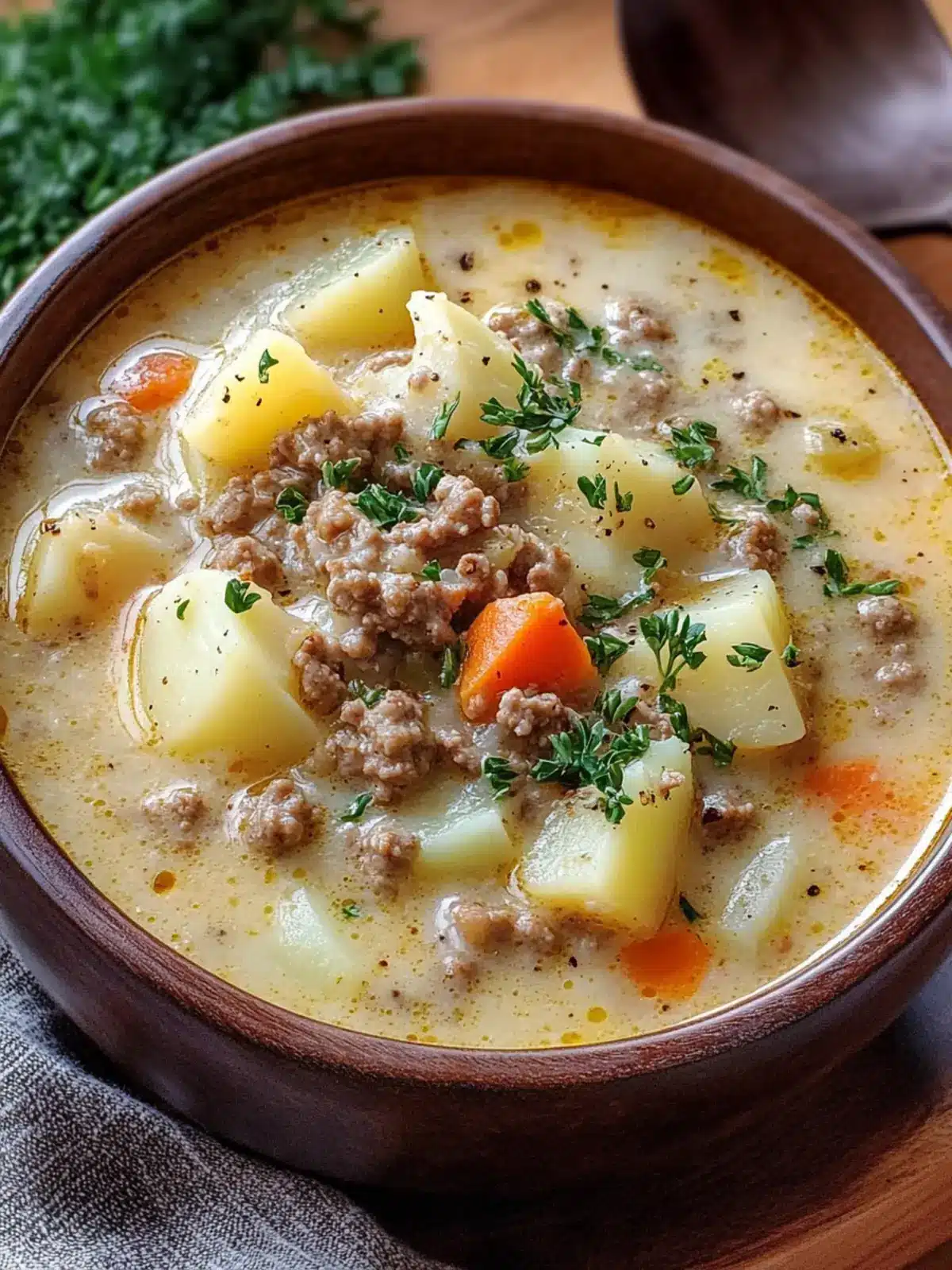 Crockpot Creamy Potato & Hamburger Soup