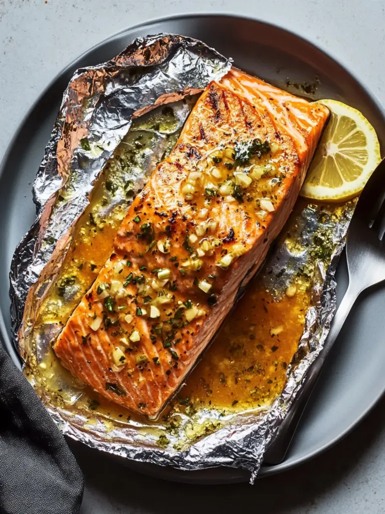 Easy Grilled Salmon in Foil With Lemon-Garlic-Herb Butter
