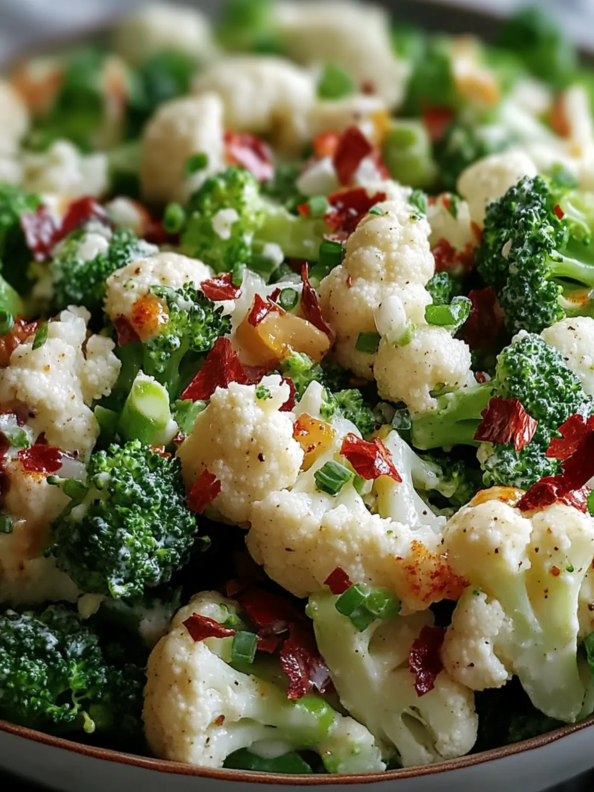 Creamy Broccoli Cauliflower Salad