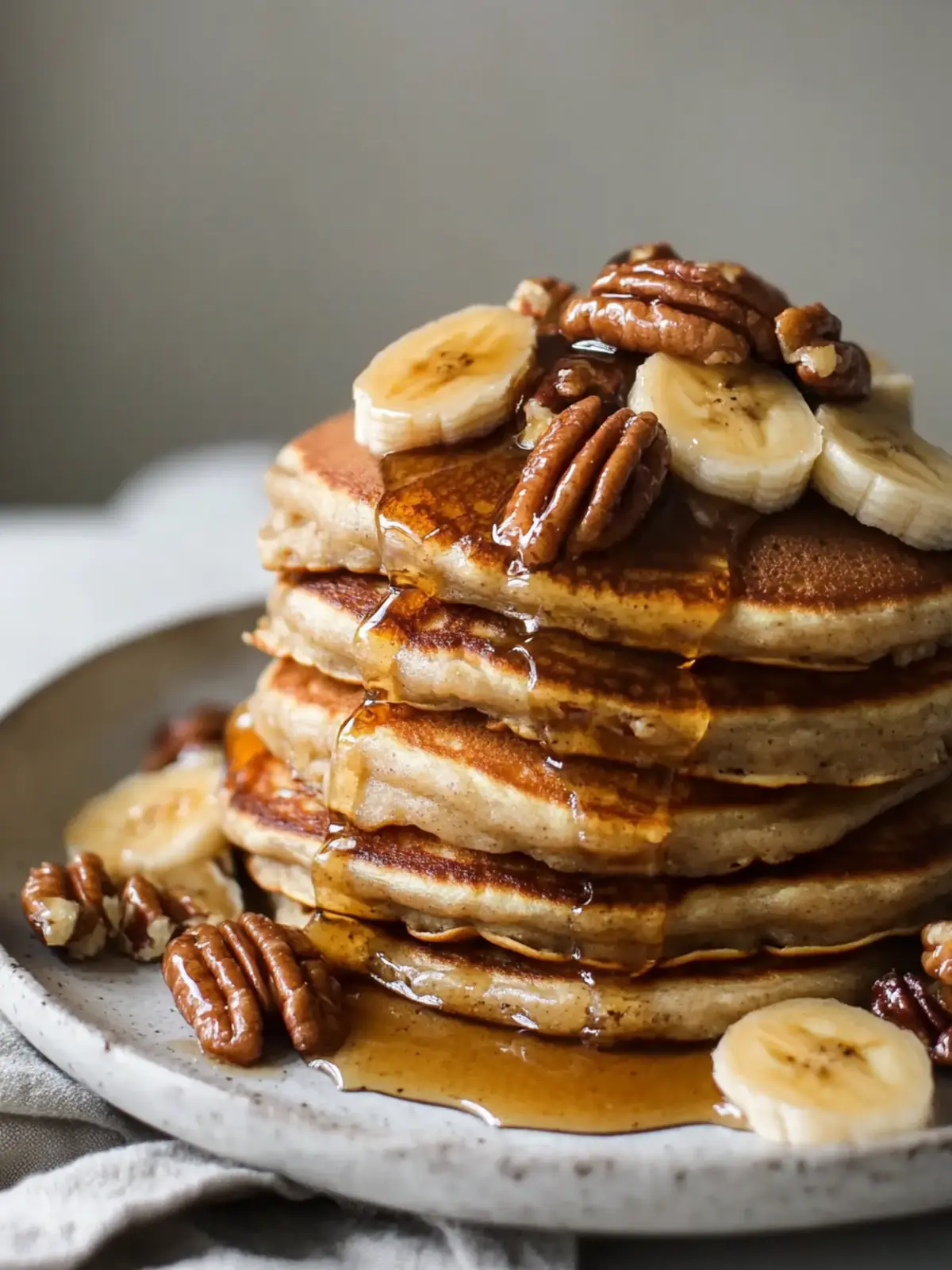 Banana Pancakes with Caramelized Bananas and Toasted Pecans