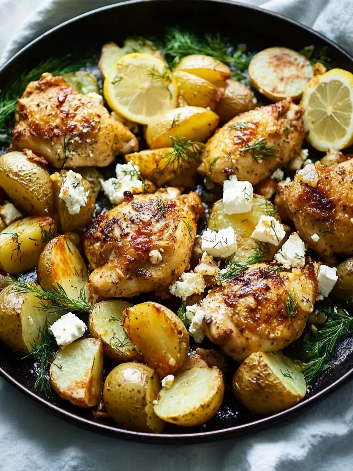 Sheet-Pan Chicken and Potatoes with Feta, Lemon, Dill Magic 3 Sheet-Pan Chicken and Potatoes With Feta, Lemon and Dill