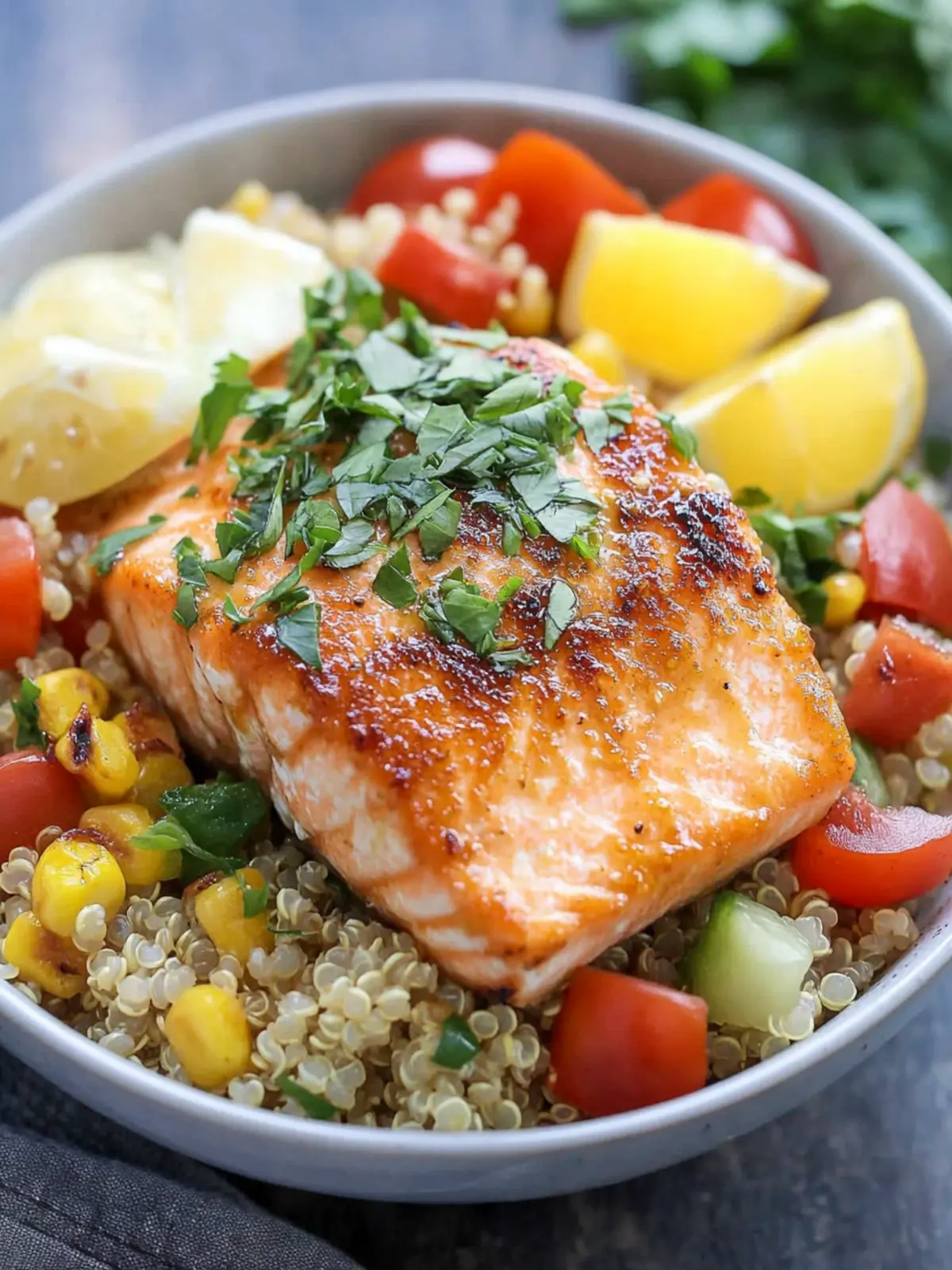 Honey Garlic Salmon Quinoa Bowl